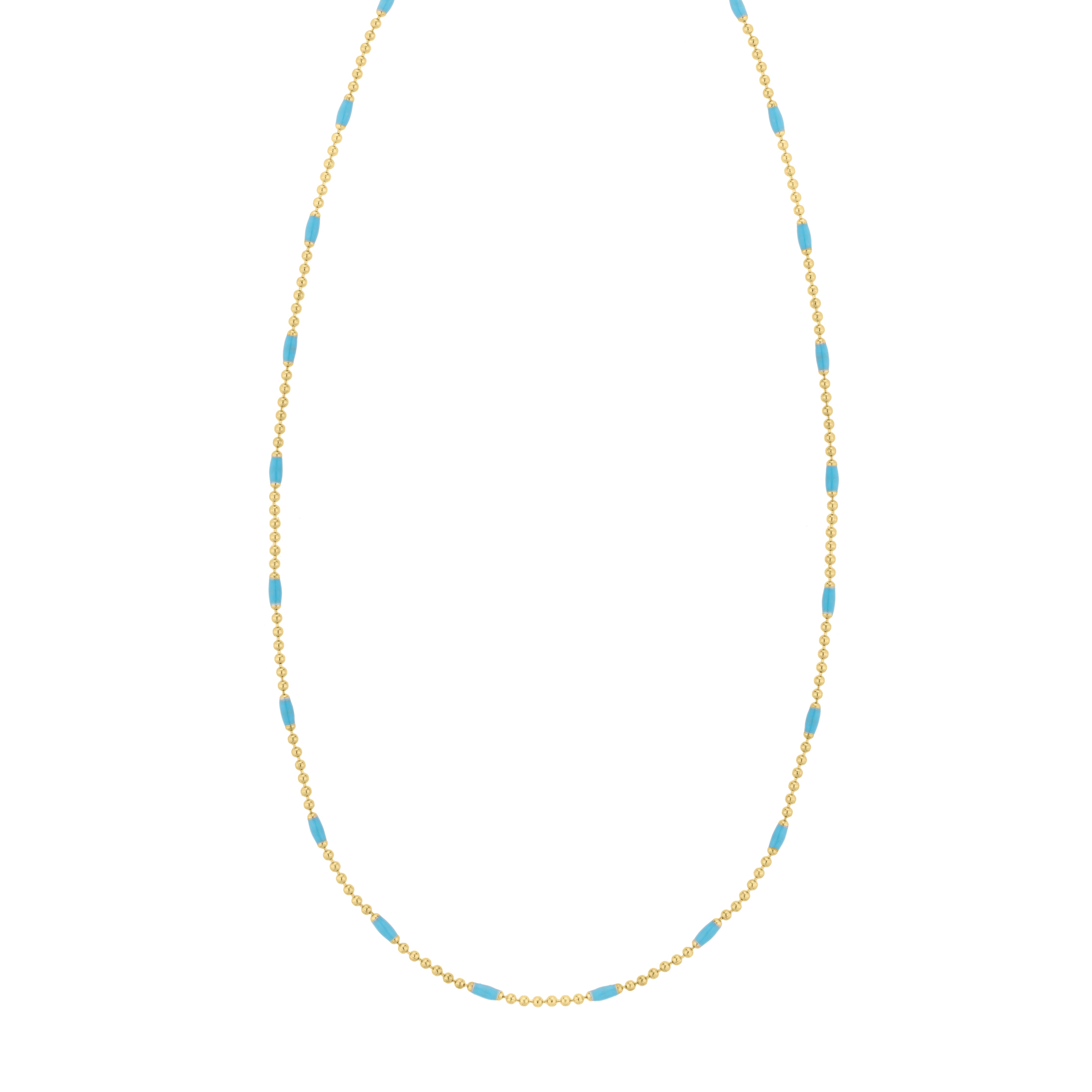 Gold Over Silver Enamel Beaded Chain Necklace