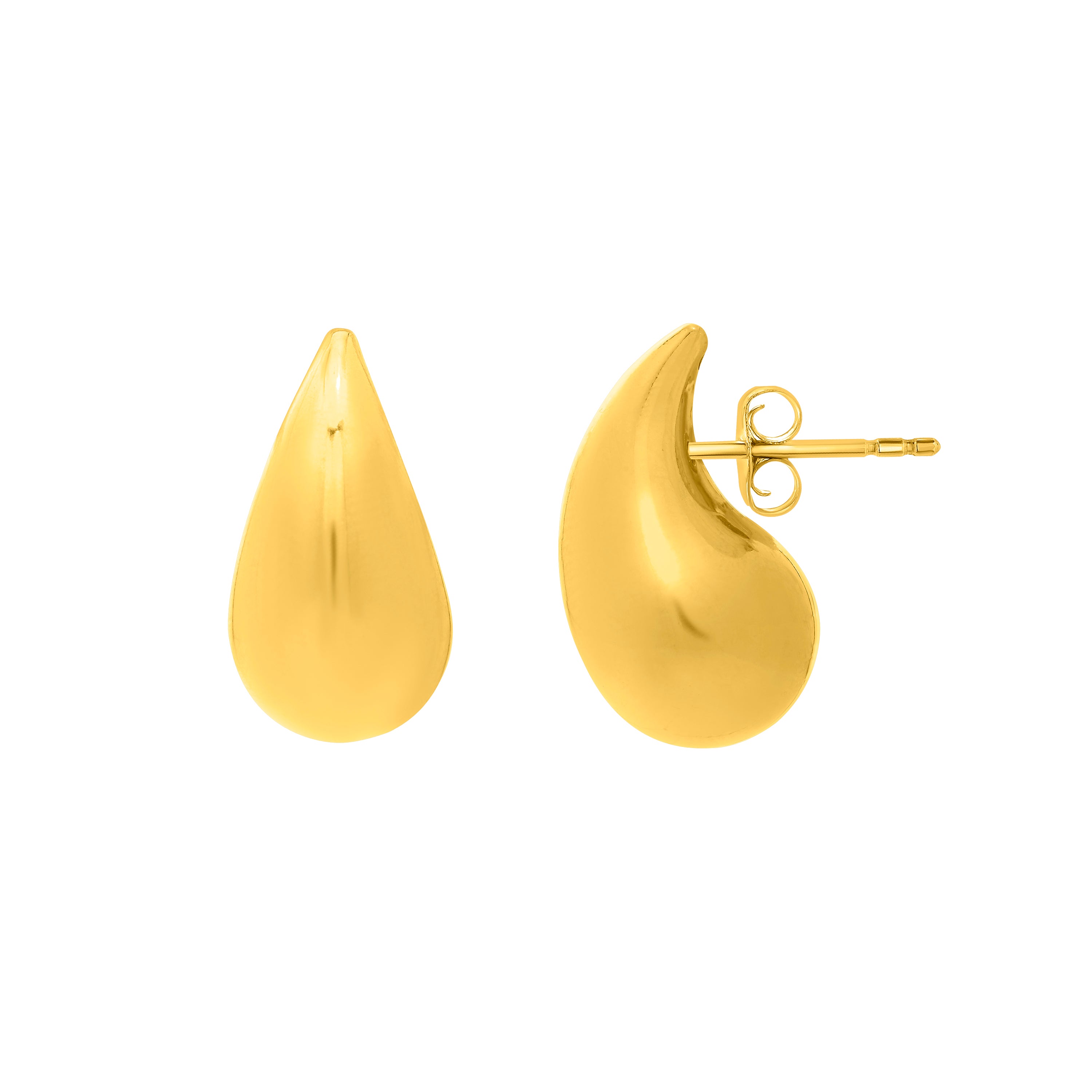 Gold Over Silver Puffed Teardrop Earring
