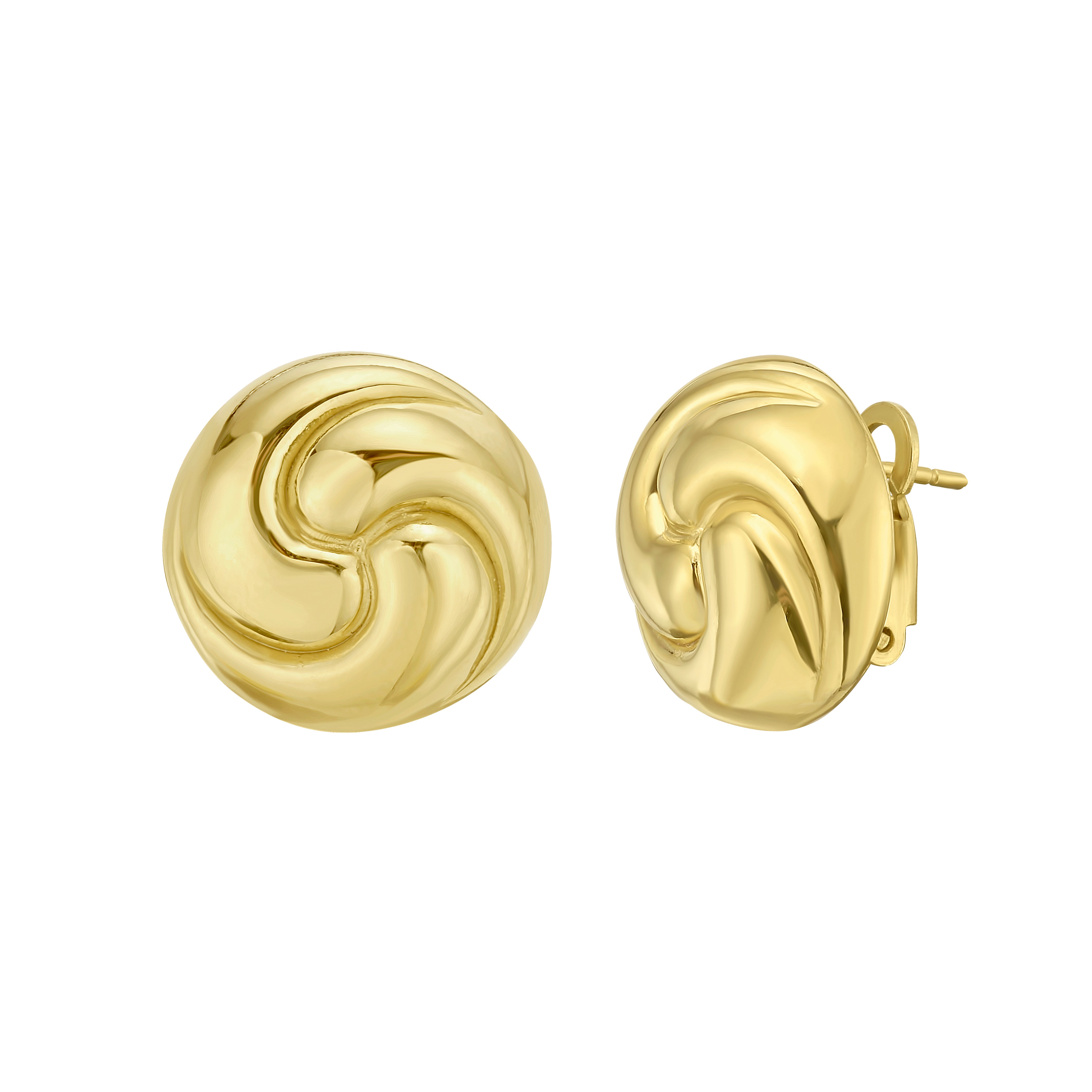 Gold Over Silver Puffed Swirl Knot Earrings