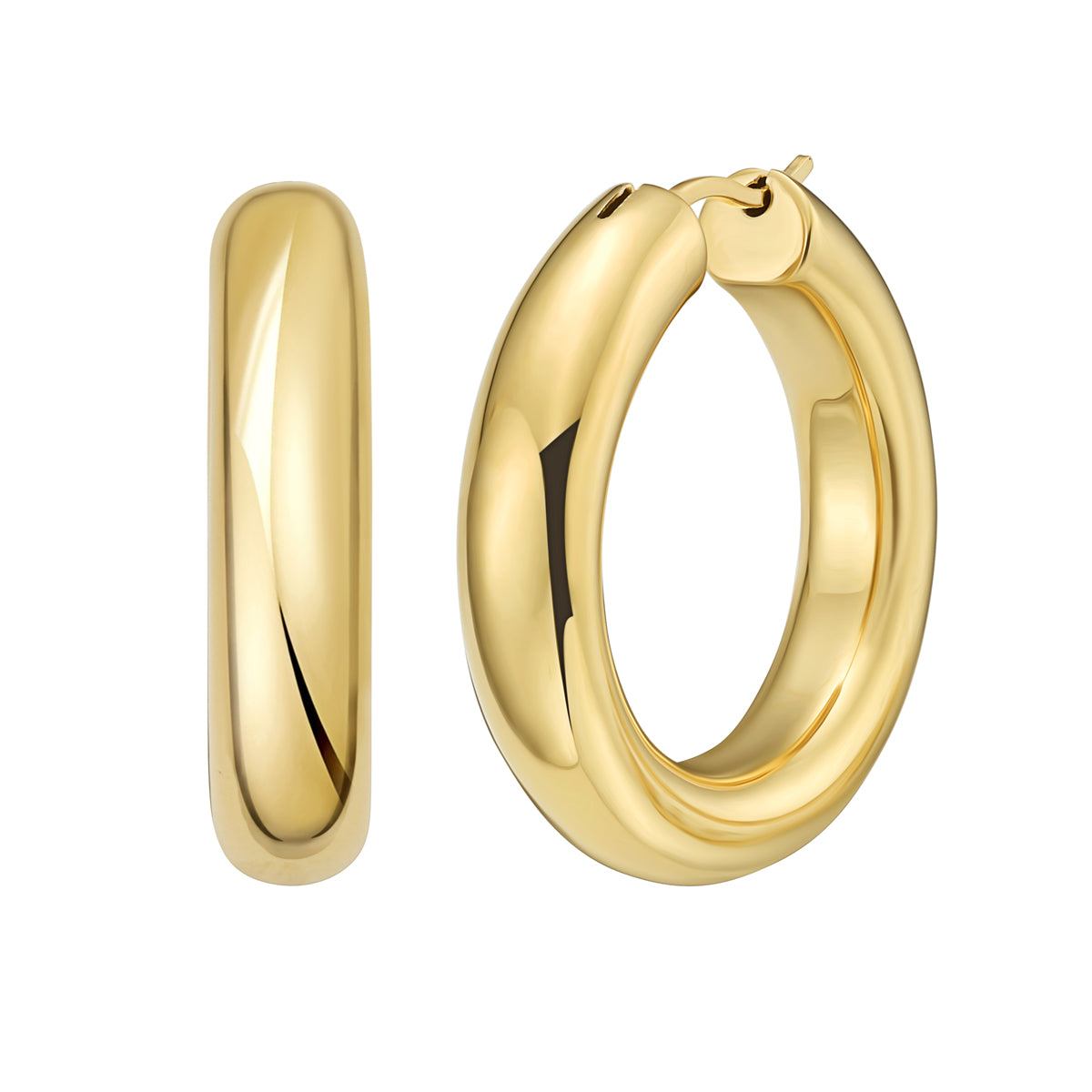 Gold Over Silver Round Hinged Hoops