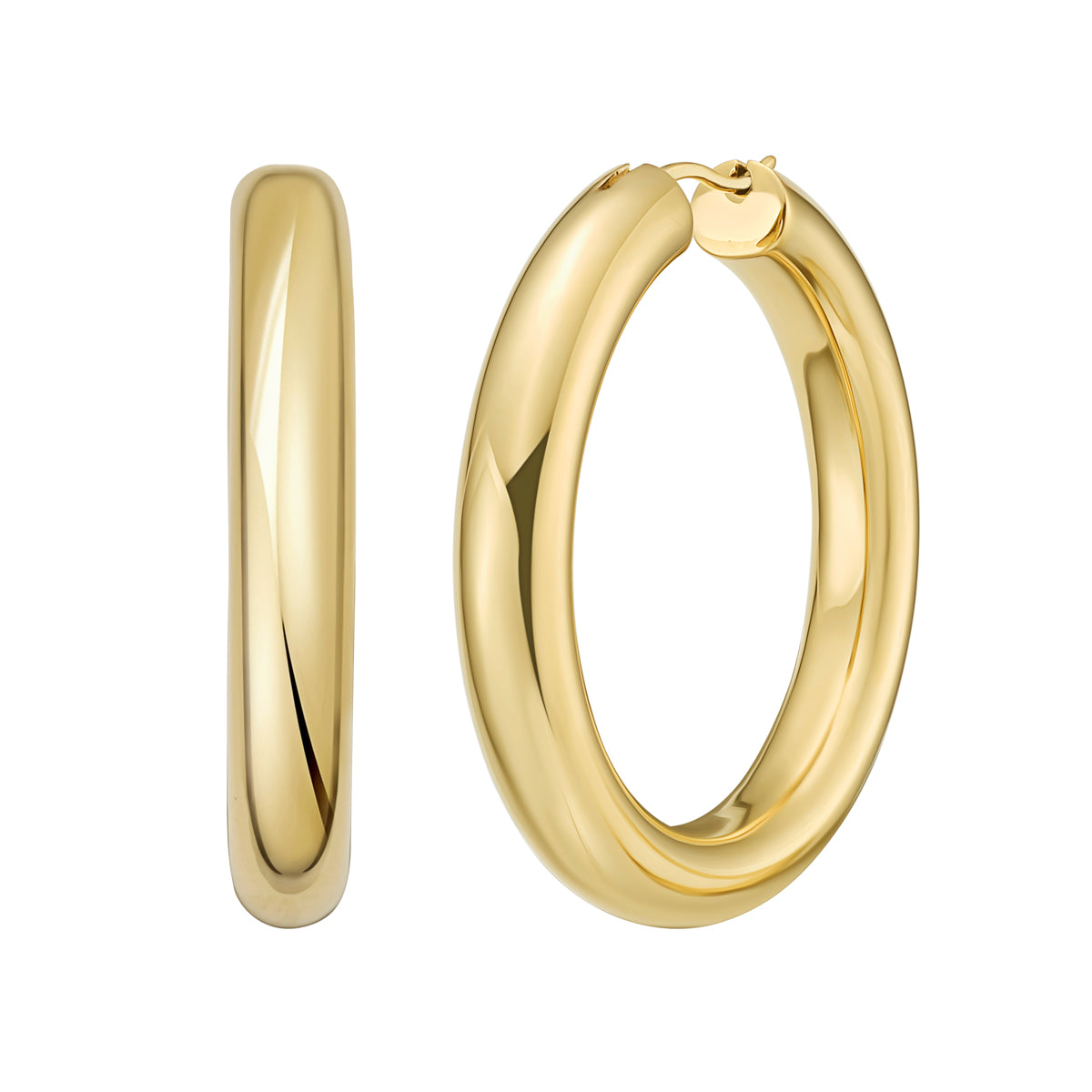 Gold Over Silver Round Hinged Hoops