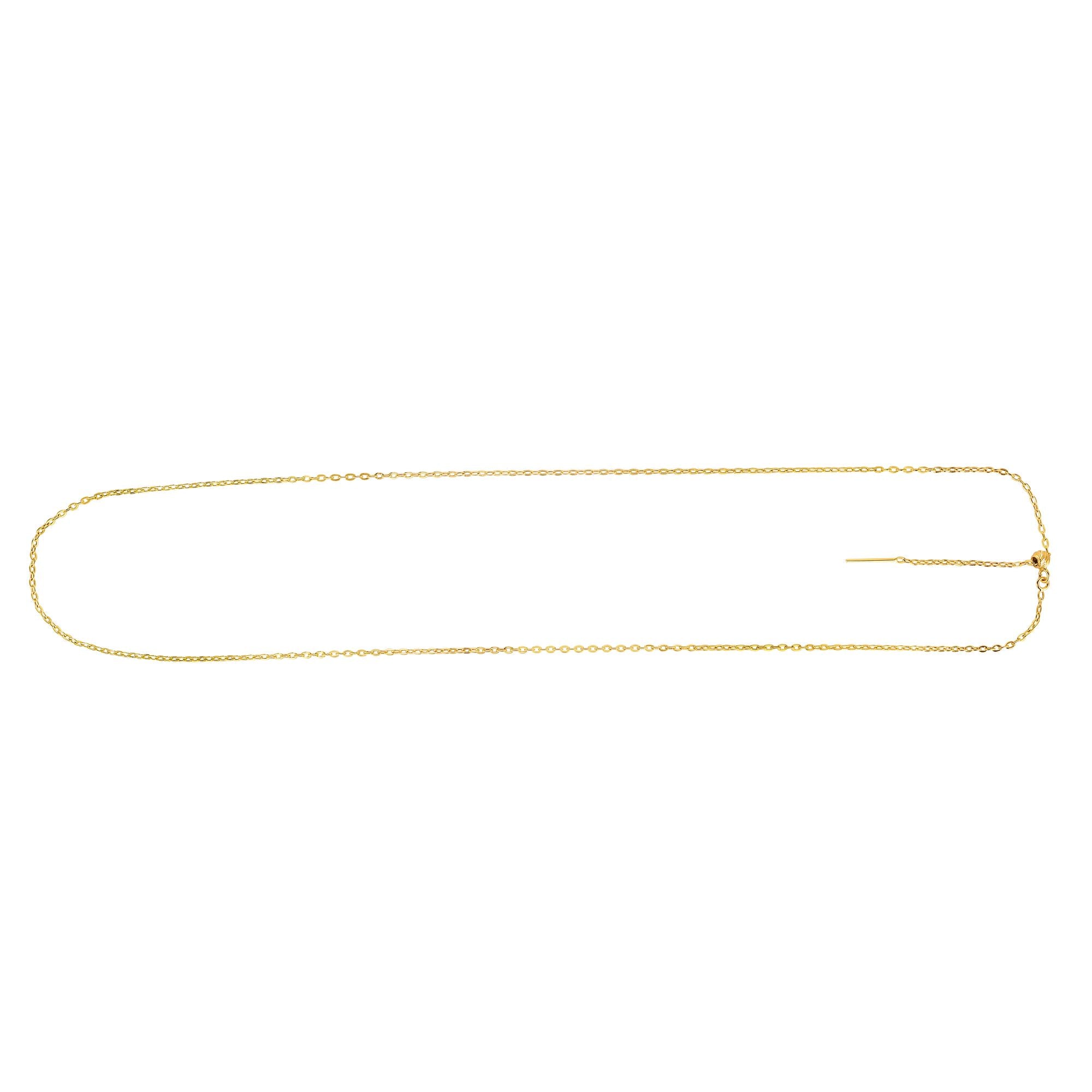 14K Yellow Gold 1.7mm Endless Adjustable Flat Cable 22" Chain with Endless Lock