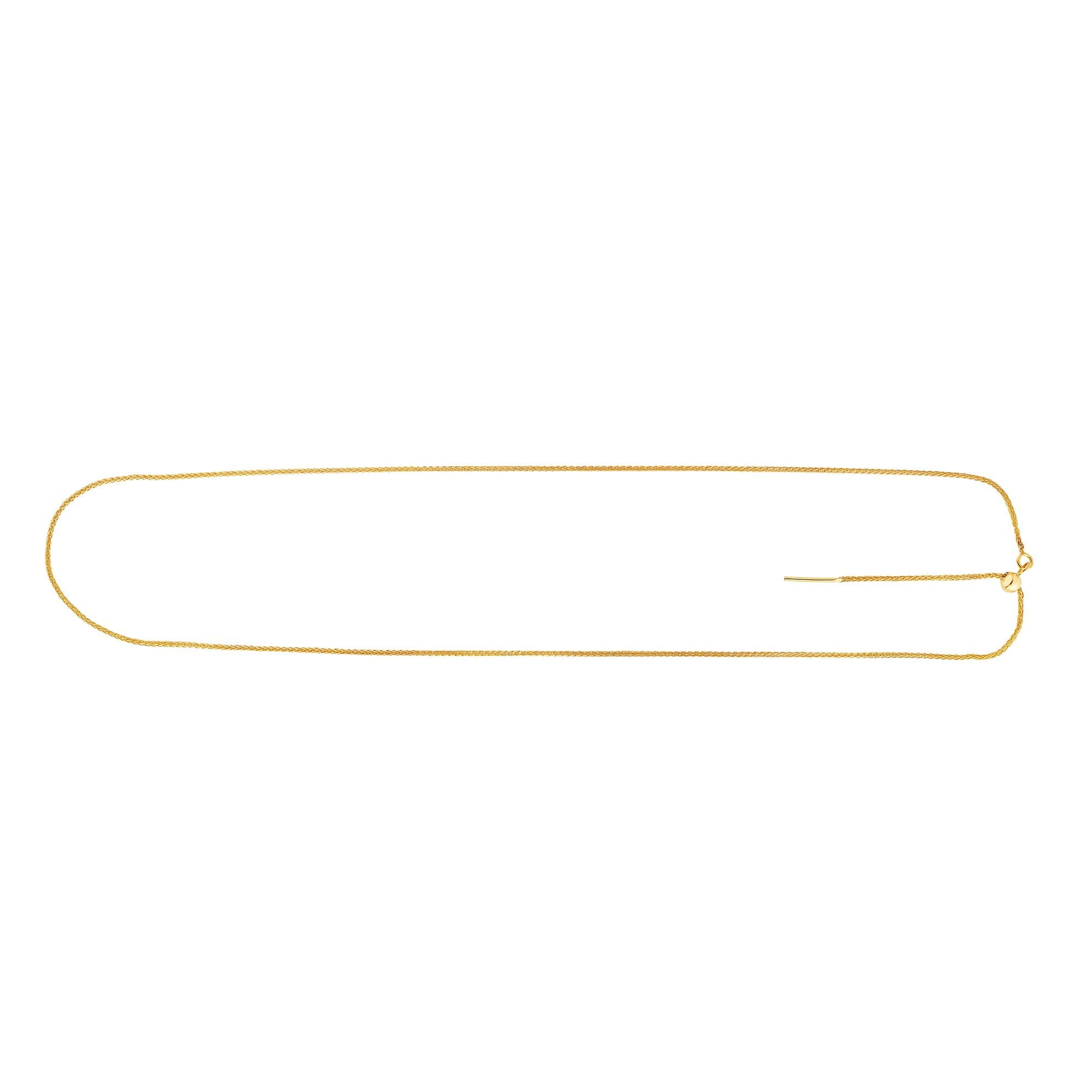 14K Yellow Gold 1.1mm Endless Adjustable Round Wheat 22" Chain with Endless Lock