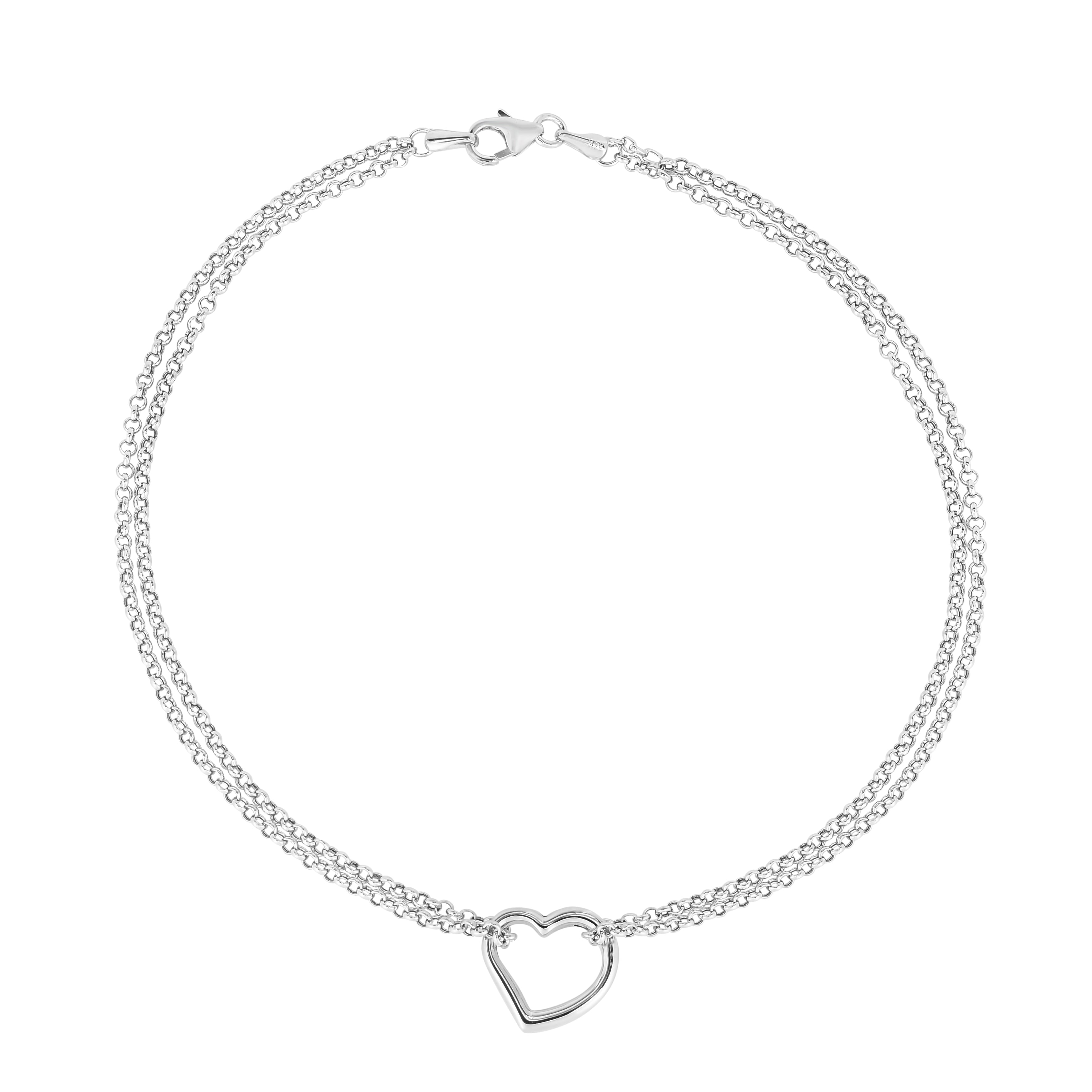 14K Yellow Gold 10" Open Heart Anklet