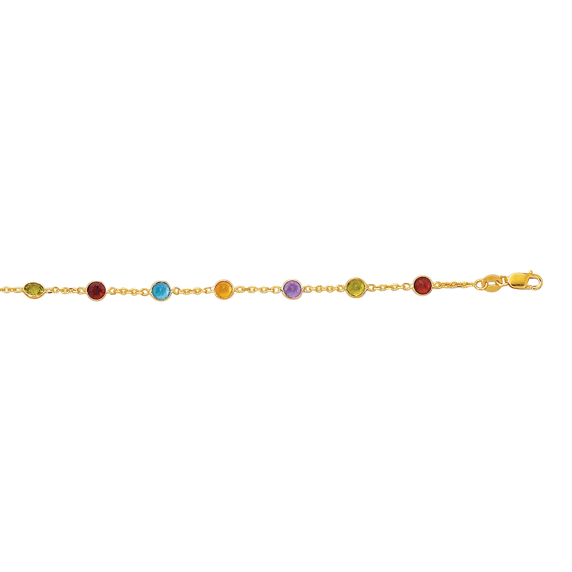 14K Yellow Gold 10" Semi-Precious Anklet