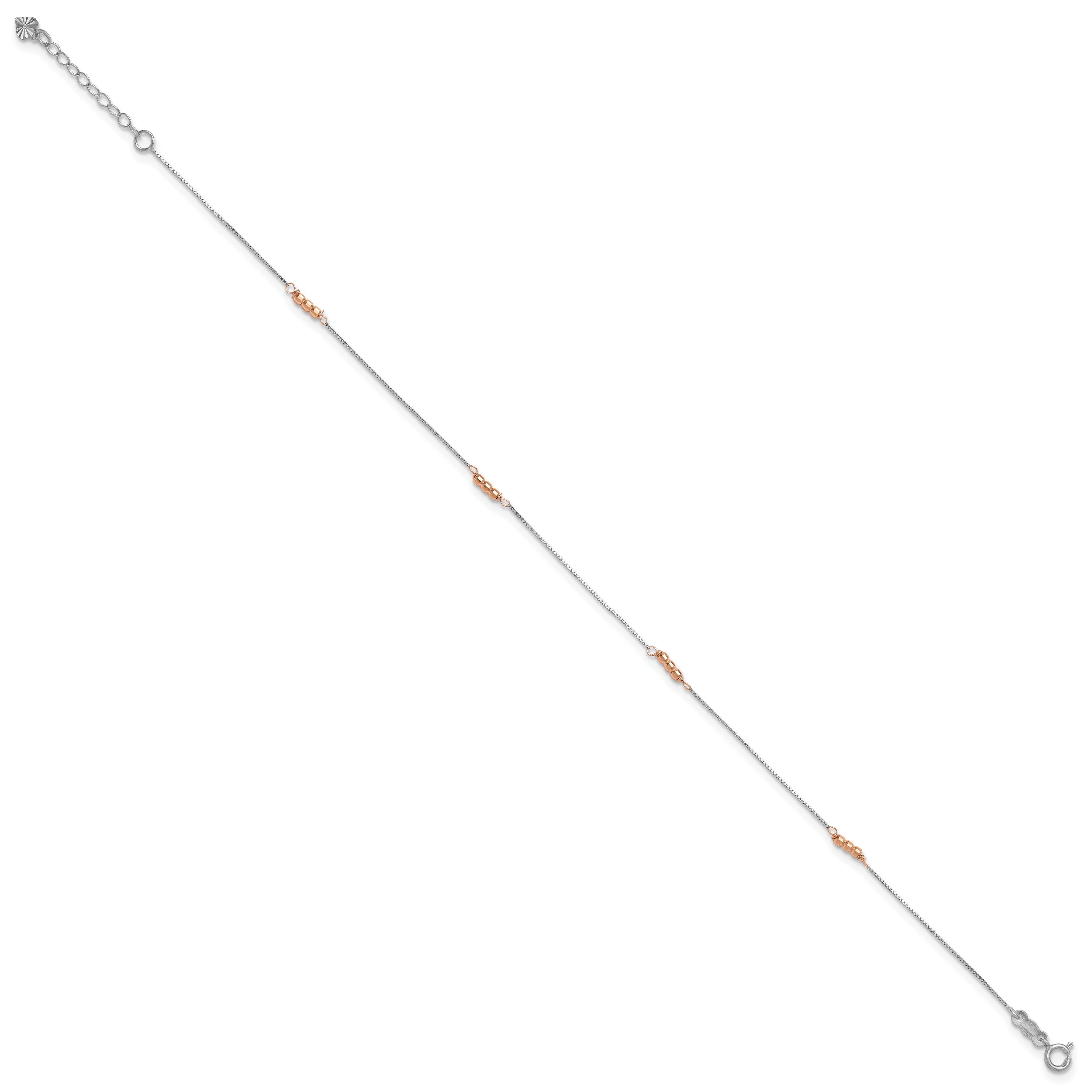 14K Two-Tone Mirror Beaded Anklet