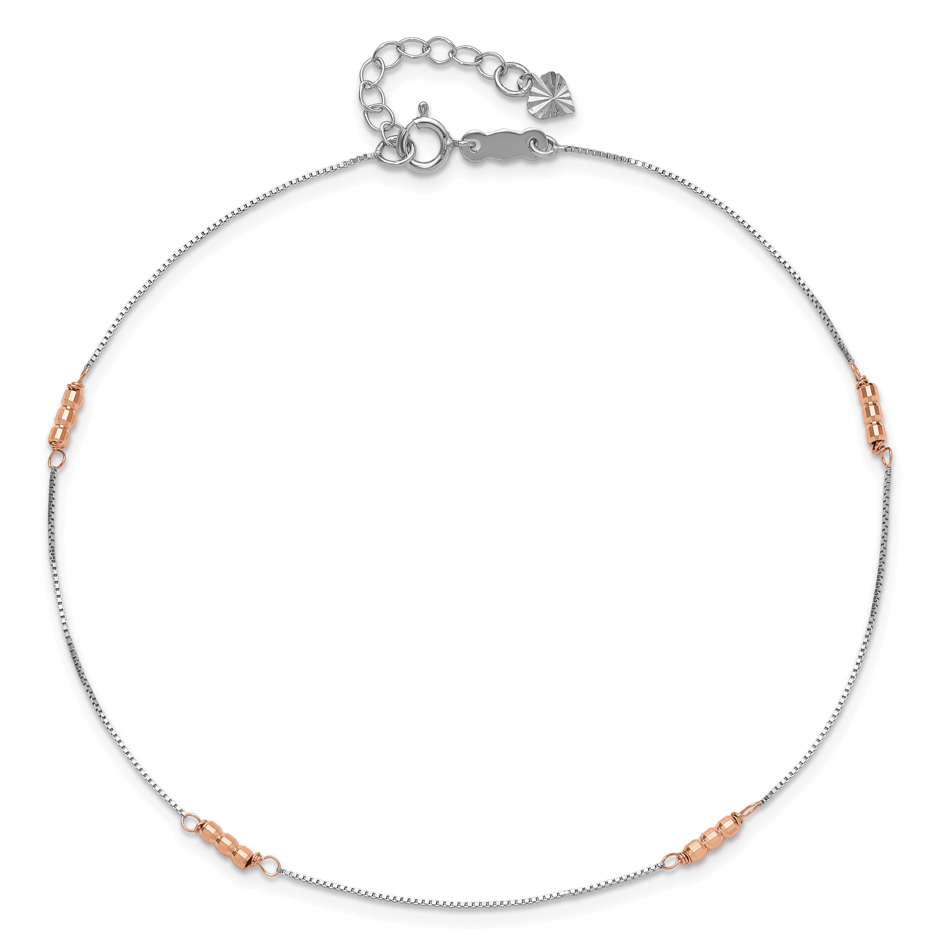 14K Two-Tone Mirror Beaded Anklet