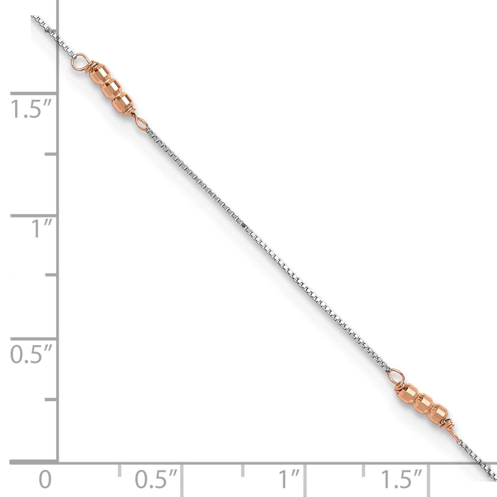 14K Two-Tone Mirror Beaded Anklet