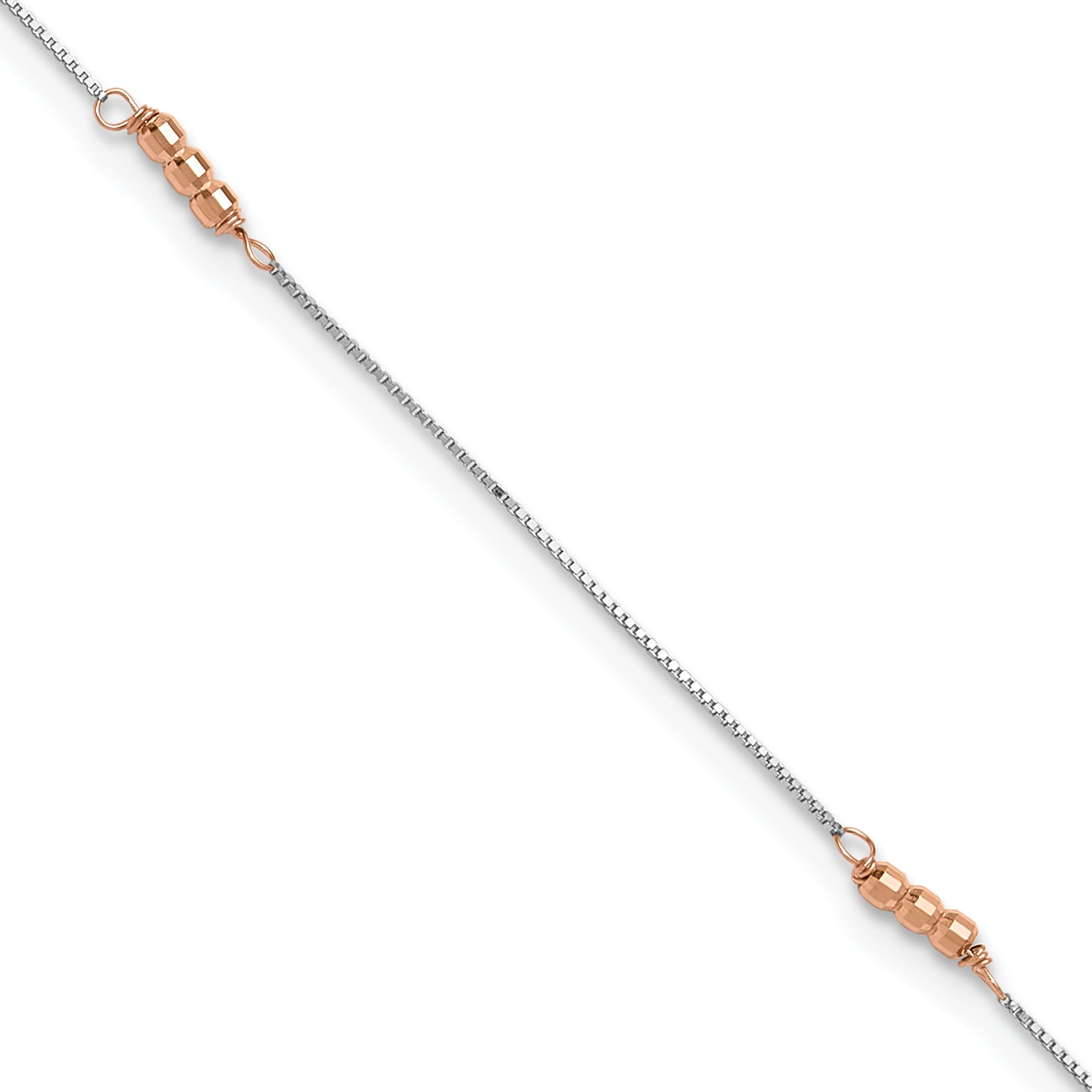 14K Two-Tone Mirror Beaded Anklet