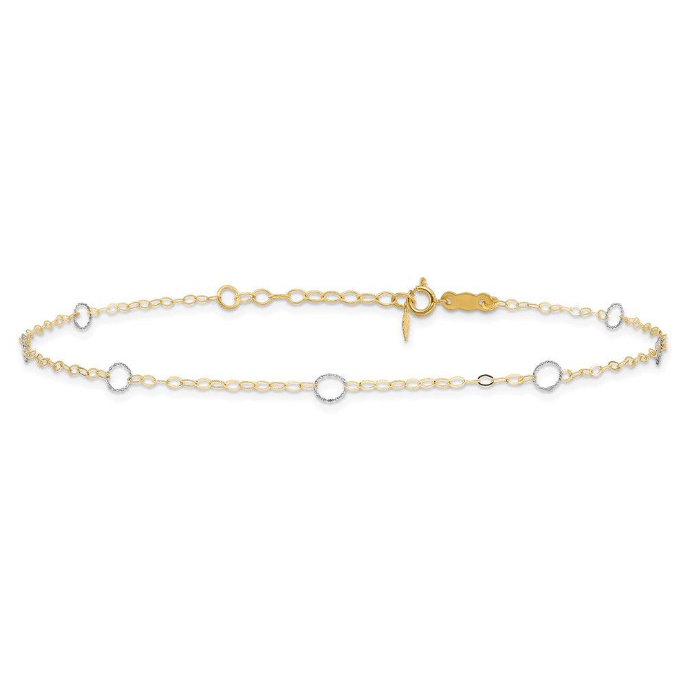 14k Two-Tone Circle 9in Plus 1in ext Anklet