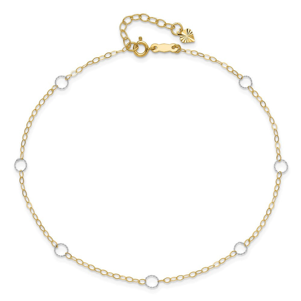 14k Two-Tone Circle 9in Plus 1in ext Anklet