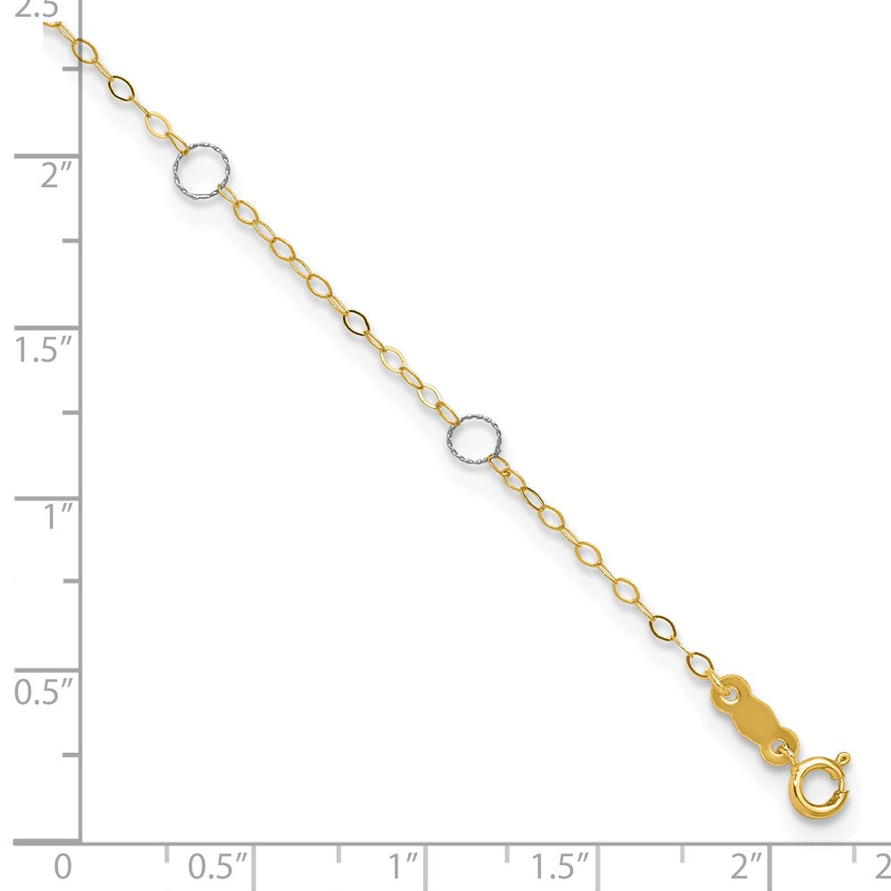 14k Two-Tone Circle 9in Plus 1in ext Anklet