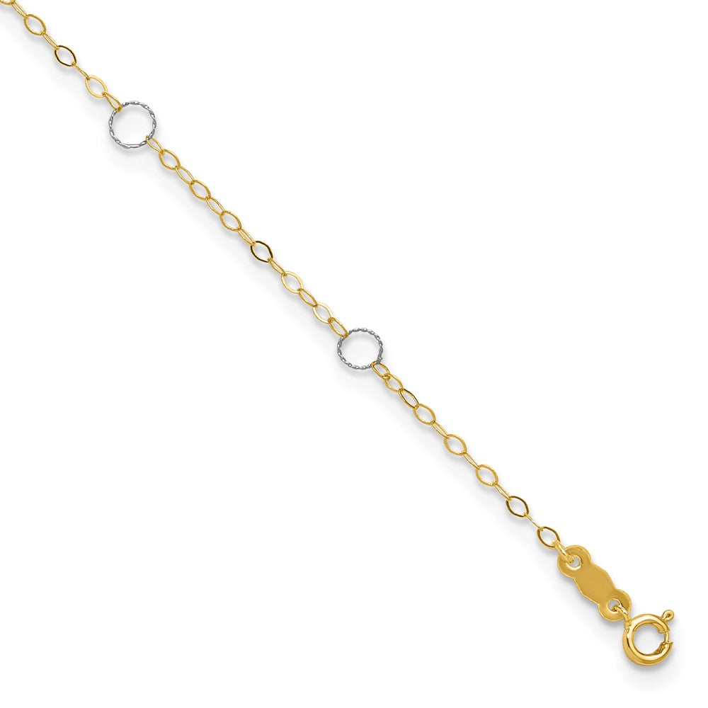 14k Two-Tone Circle 9in Plus 1in ext Anklet