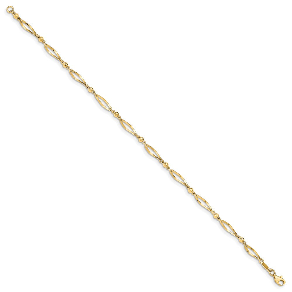 14k Polished and Diamond-cut 9in Anklet