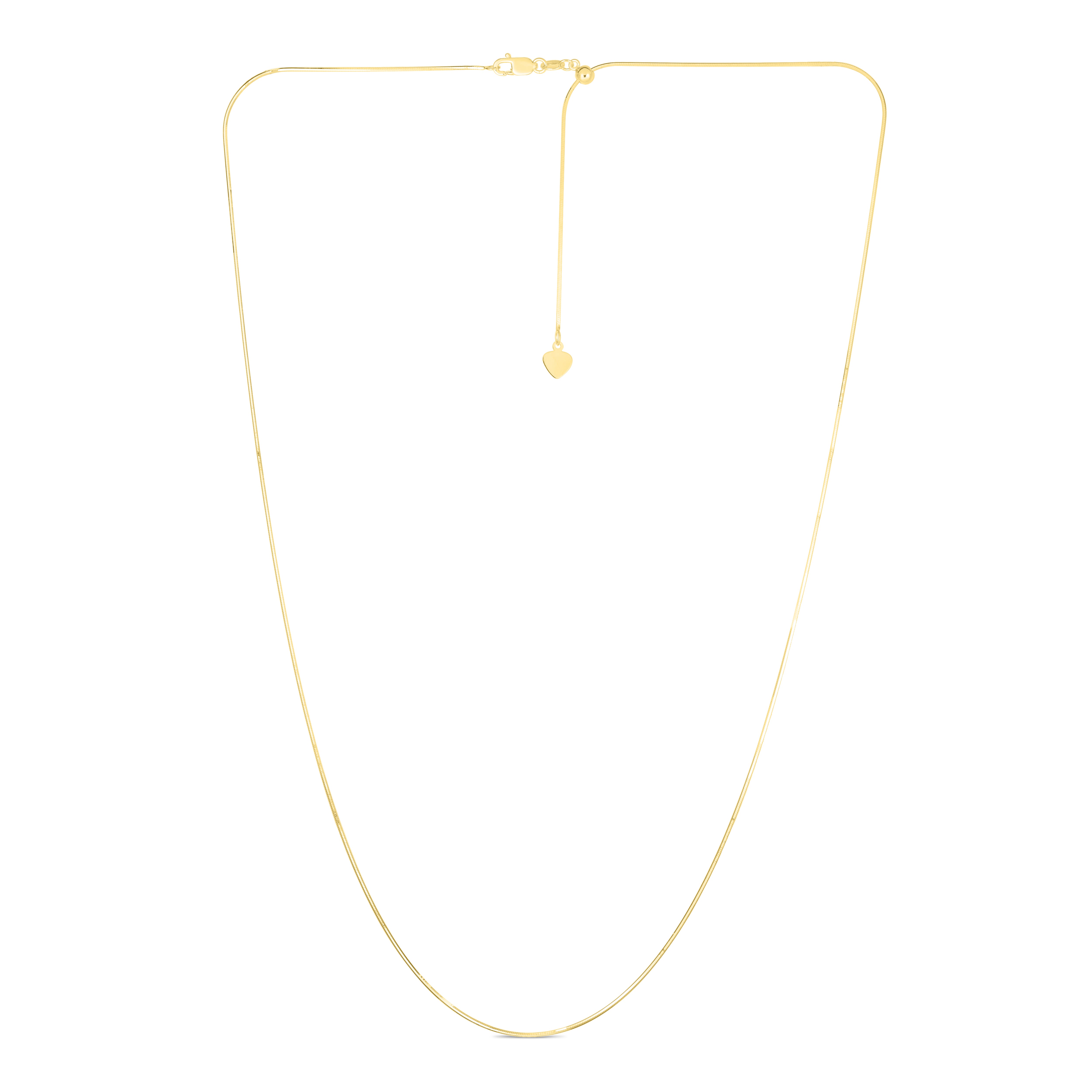 14K Yellow Gold 0.80mm Adjustable Octagonal Snake 22" Chain with Lobster Lock