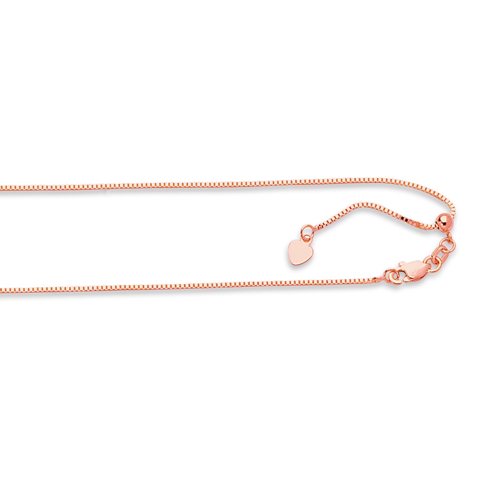 14K Rose Gold 0.85mm Adjustable Box 22" Chain with Lobster Lock