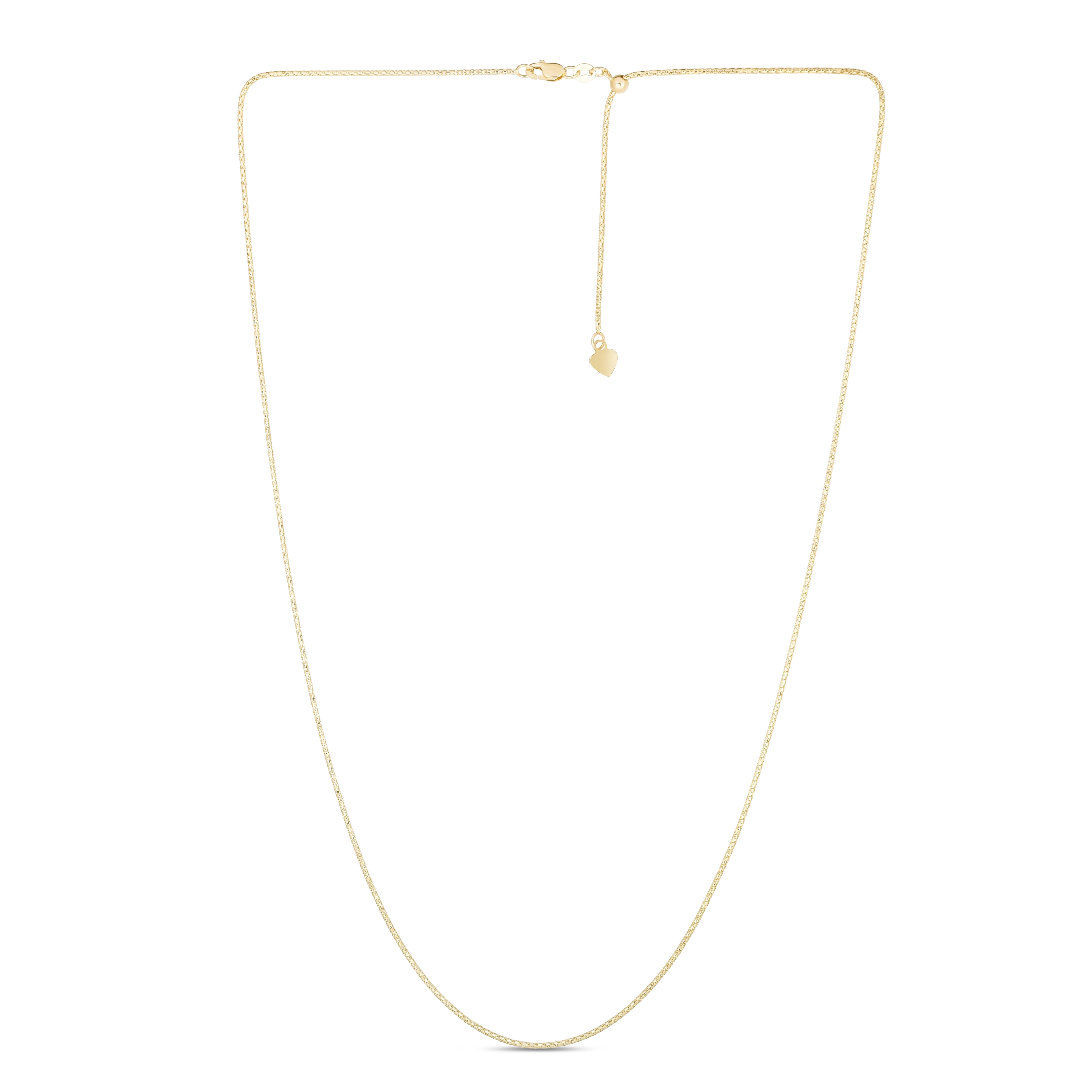 14K Yellow Gold 1.3mm Adjustable Popcorn 22" Chain with Lobster Lock