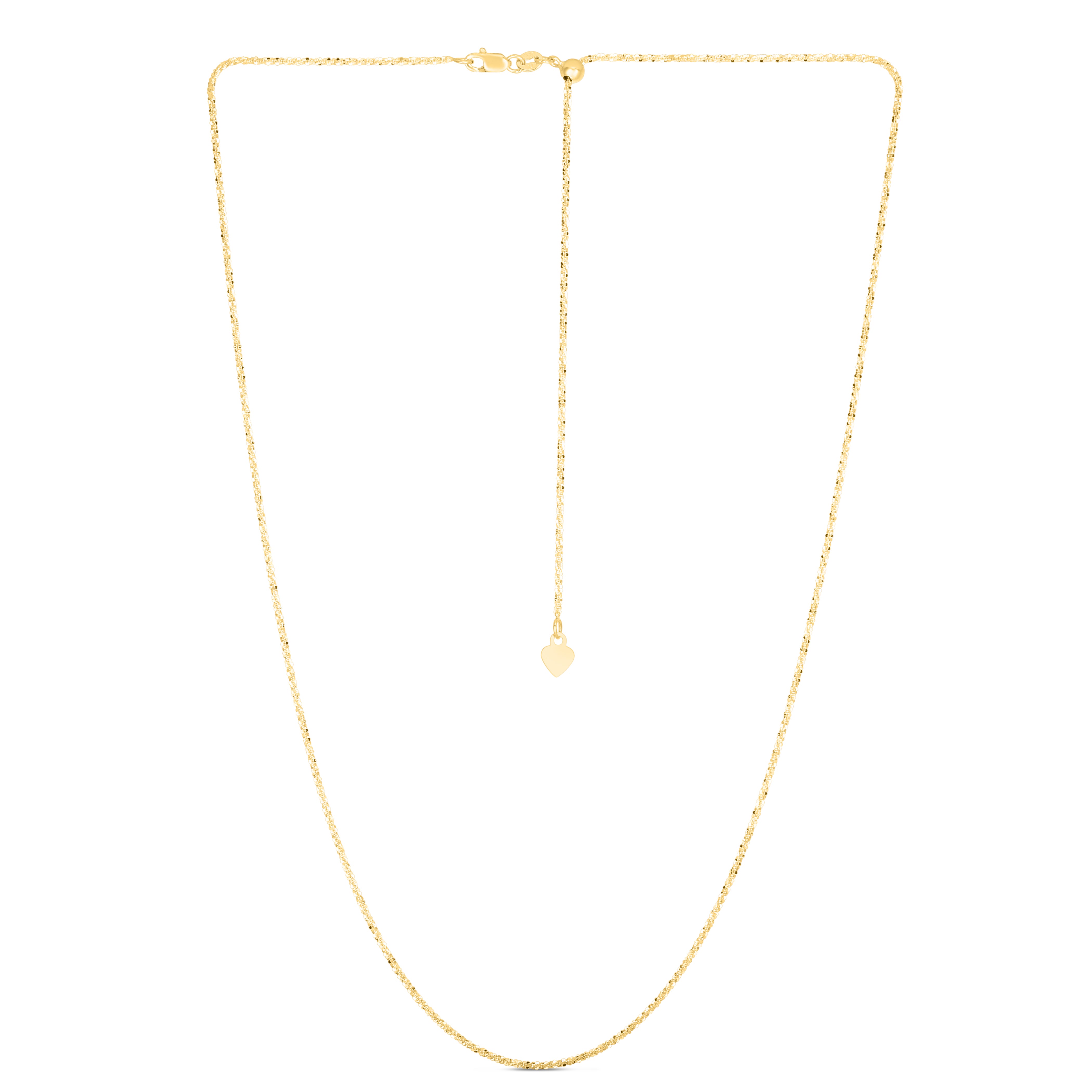14K Yellow Gold 1.2mm Adjustable Sparkle 22" Chain with Lobster Lock