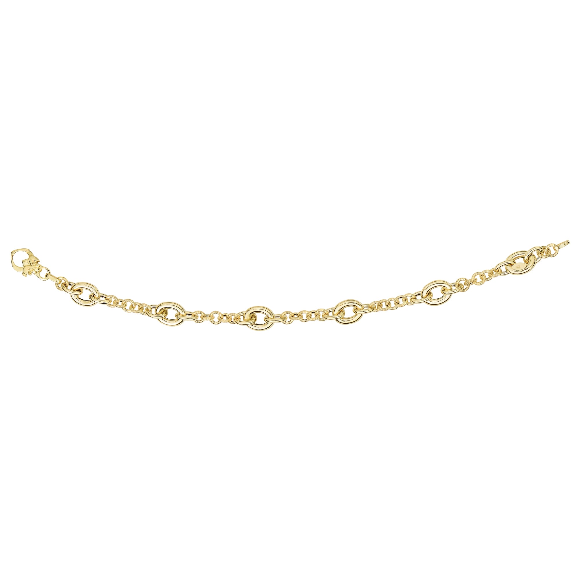 14K Yellow Gold 7.5" Oval Station Heritage Link Bracelet