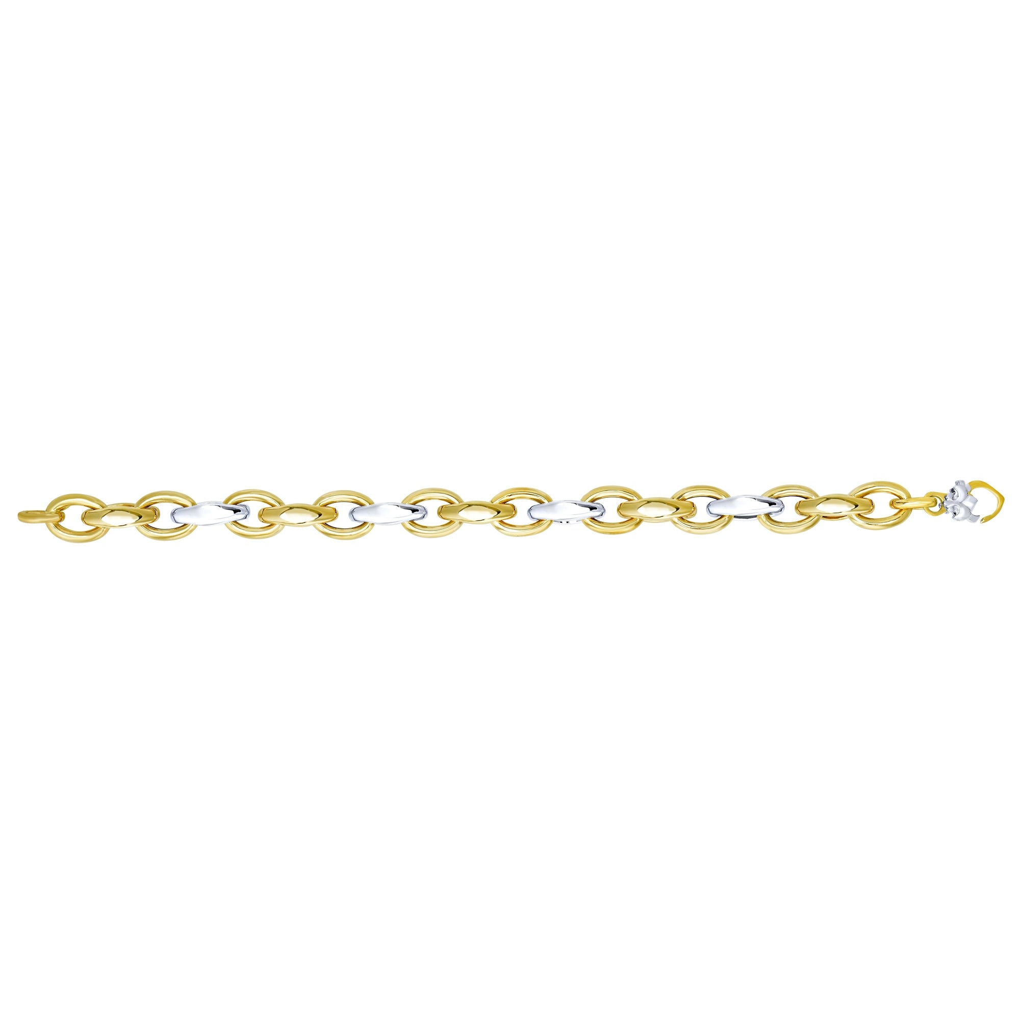 14K Two-tone Gold 7.75" Polished Alternating Three Plus One Heritage Link