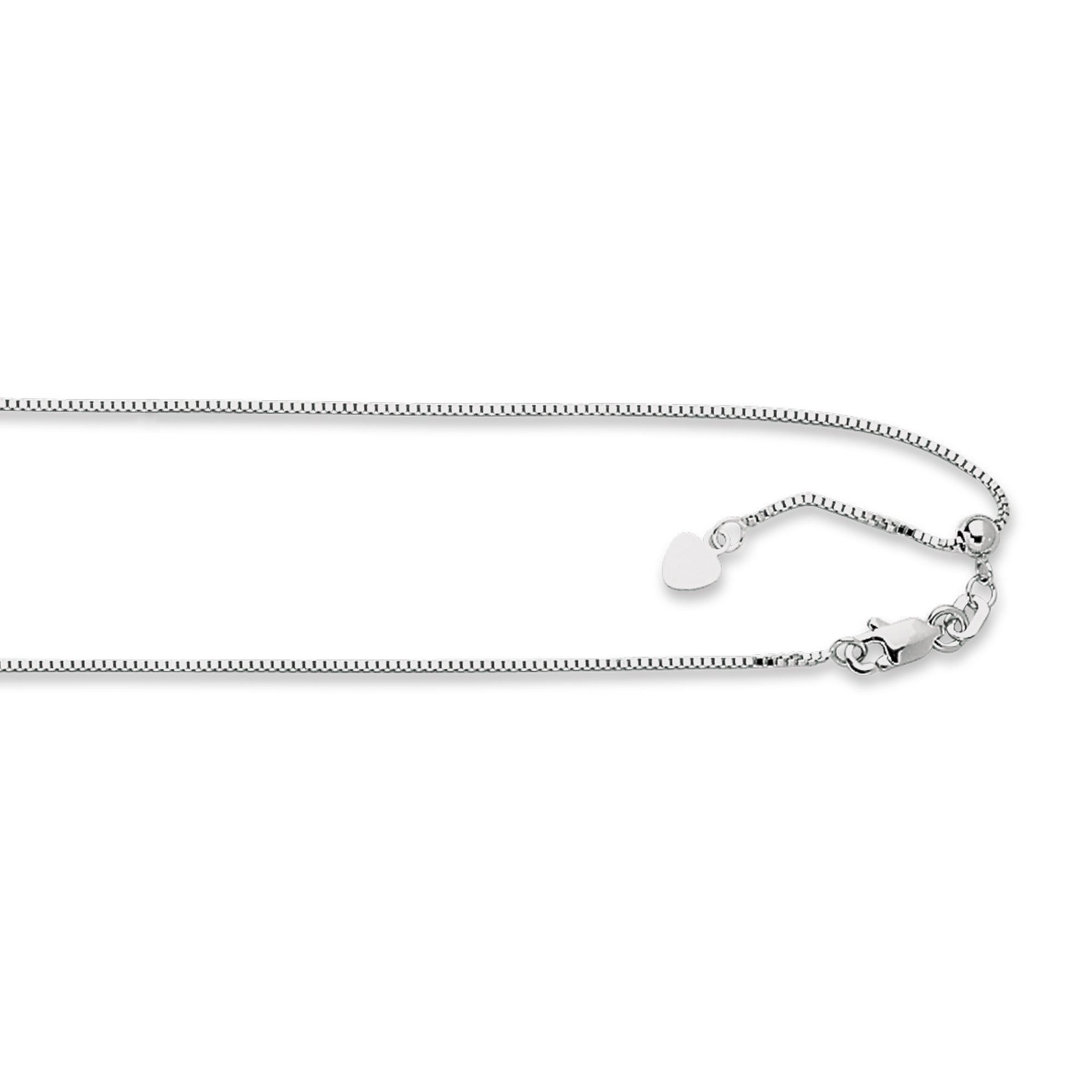 14K White Gold 0.85mm Adjustable Box 30" Chain with Lobster Lock