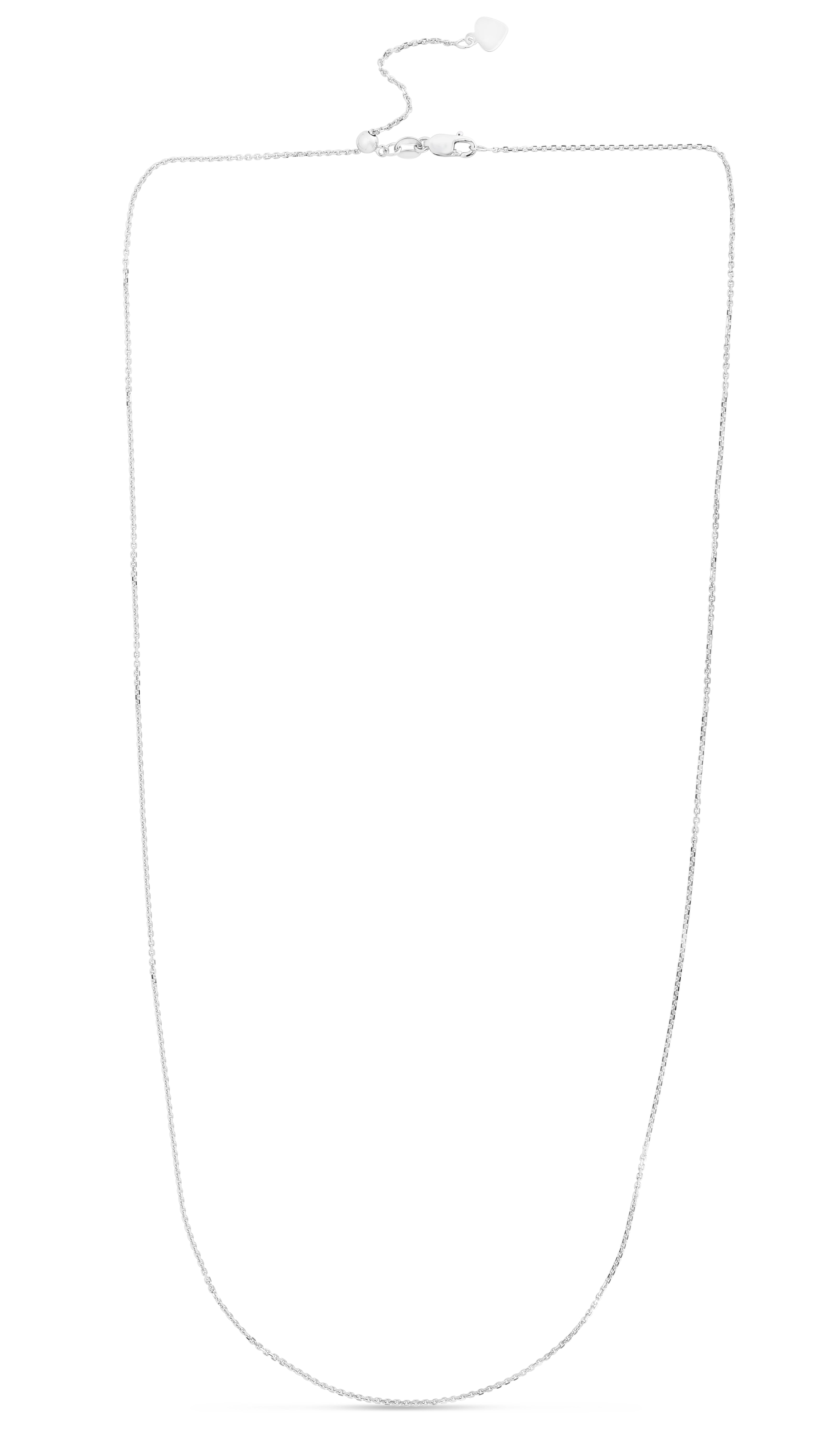 14K White Gold 1.1mm Adjustable Cable 30" Chain with Lobster Lock