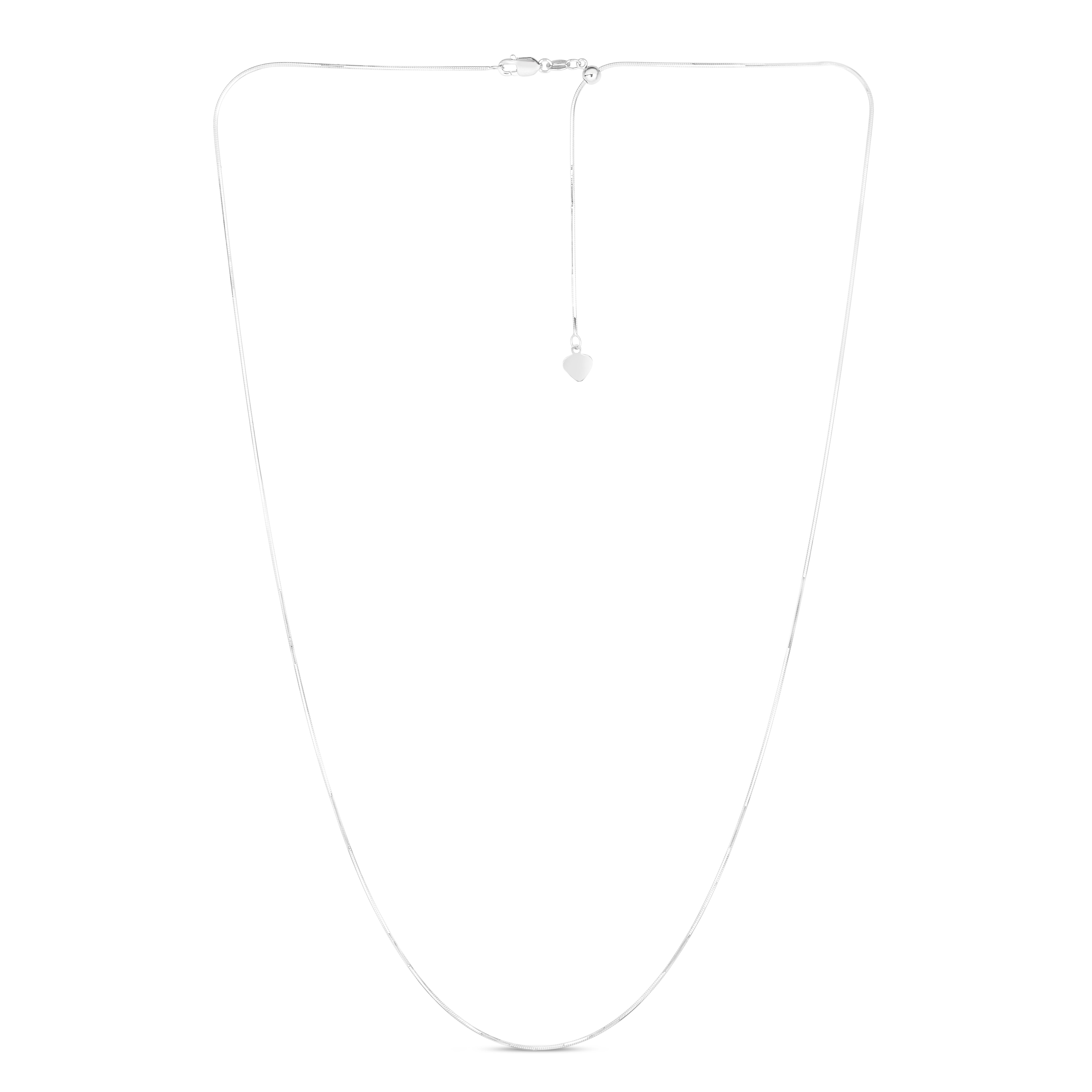 14K White Gold 0.80mm Adjustable Octagonal Snake 22" Chain with Lobster Lock