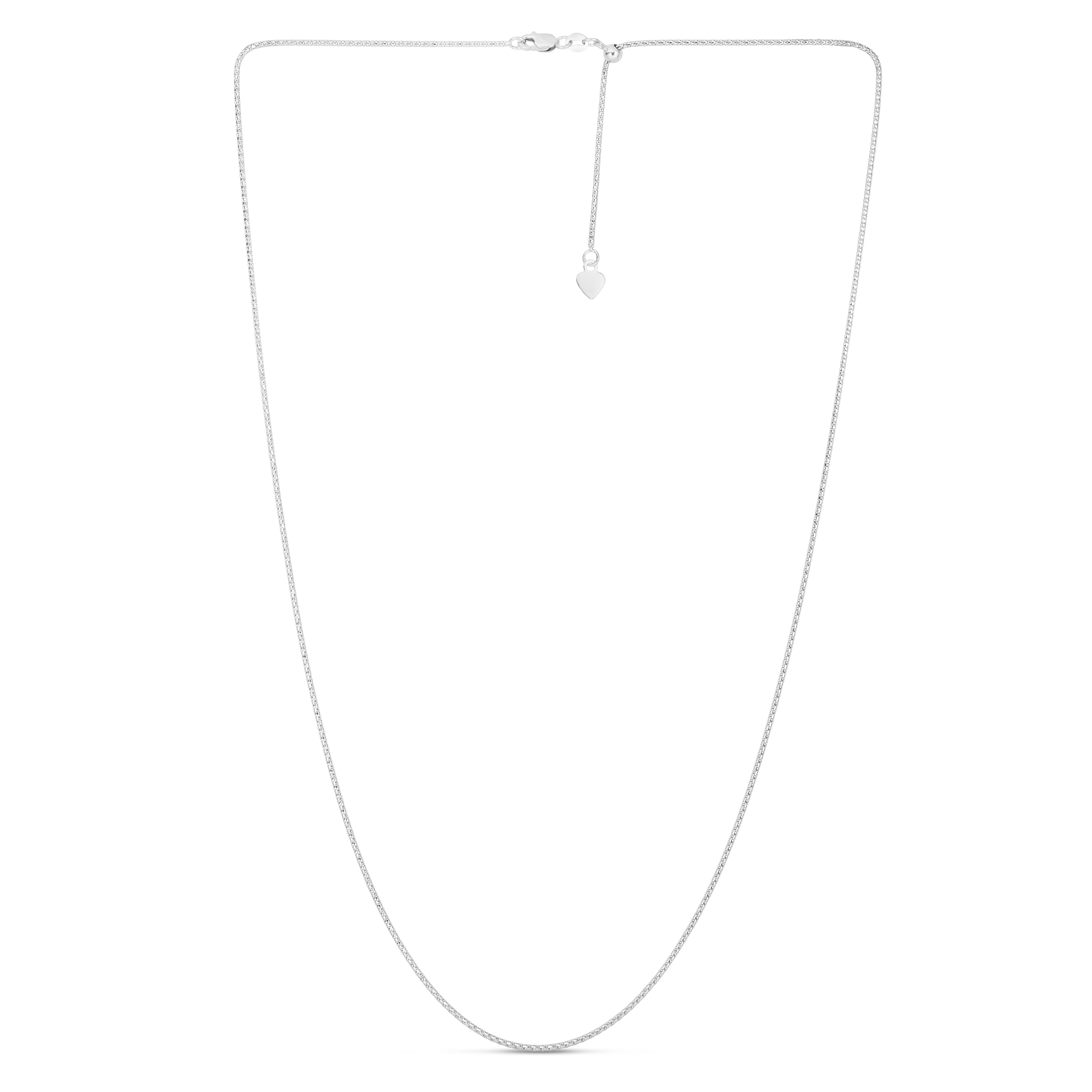 14K White Gold 1.3mm Adjustable Popcorn 22" Chain with Lobster Lock