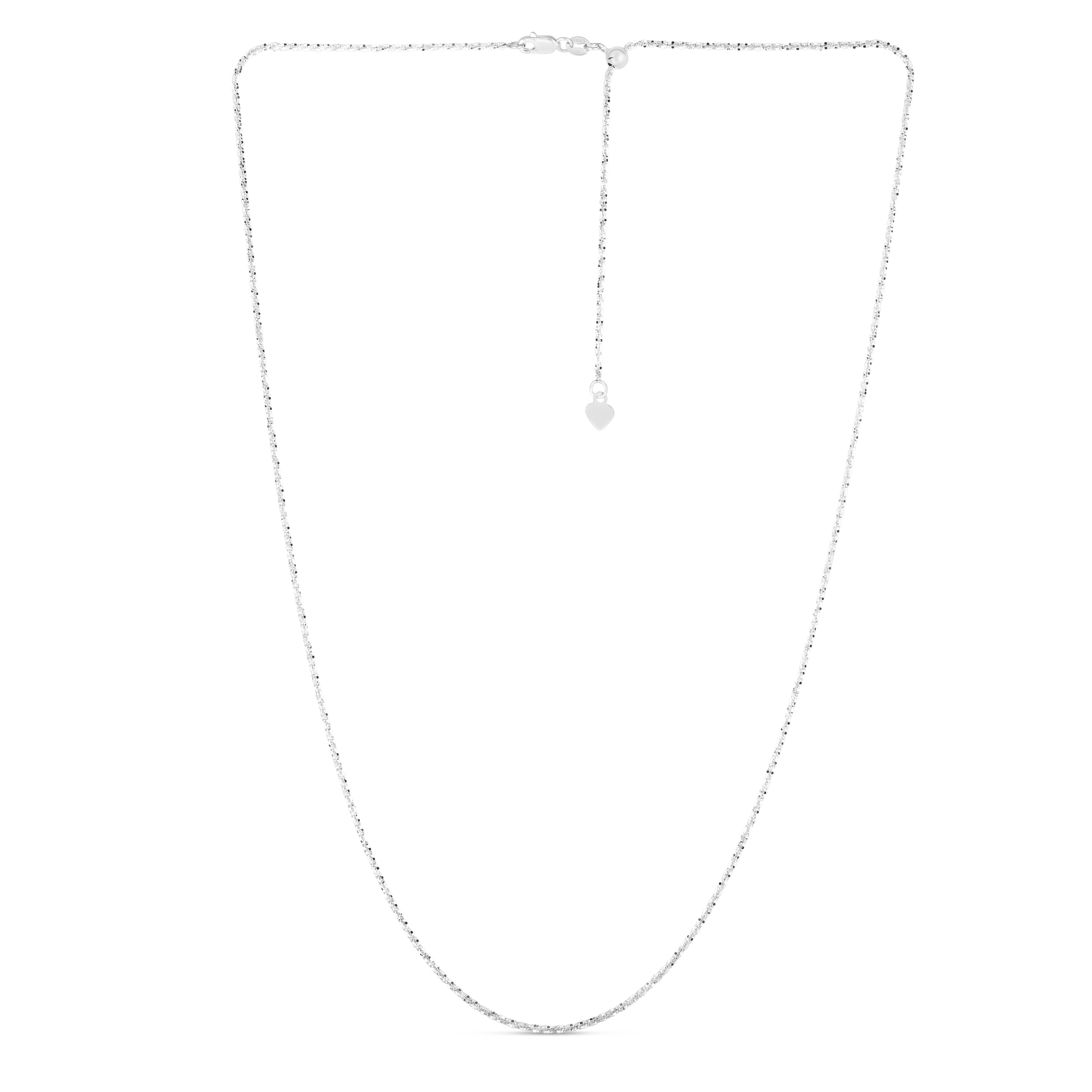 14K White Gold 1.2mm Adjustable Sparkle 22" Chain with Lobster Lock
