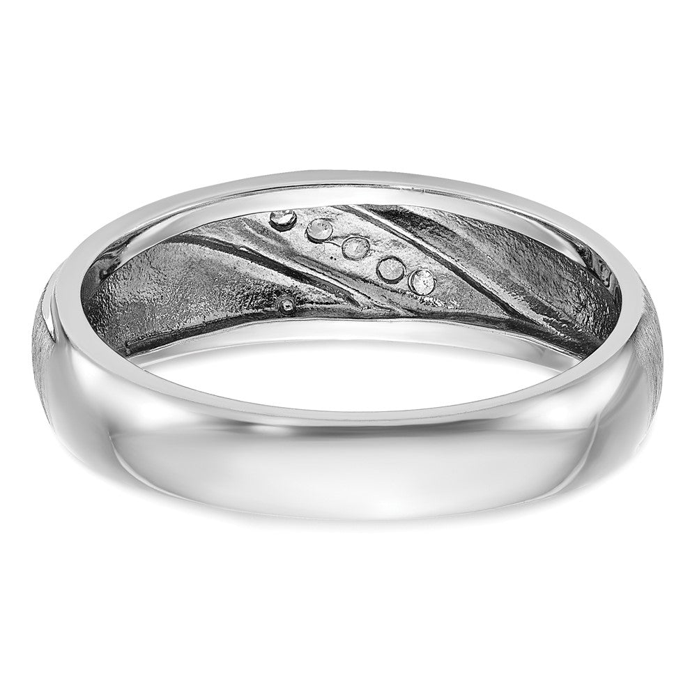 IBGoodman 14k White Gold Men's Polished and Satin 1/15 Carat Lab Grown Diamond Ring