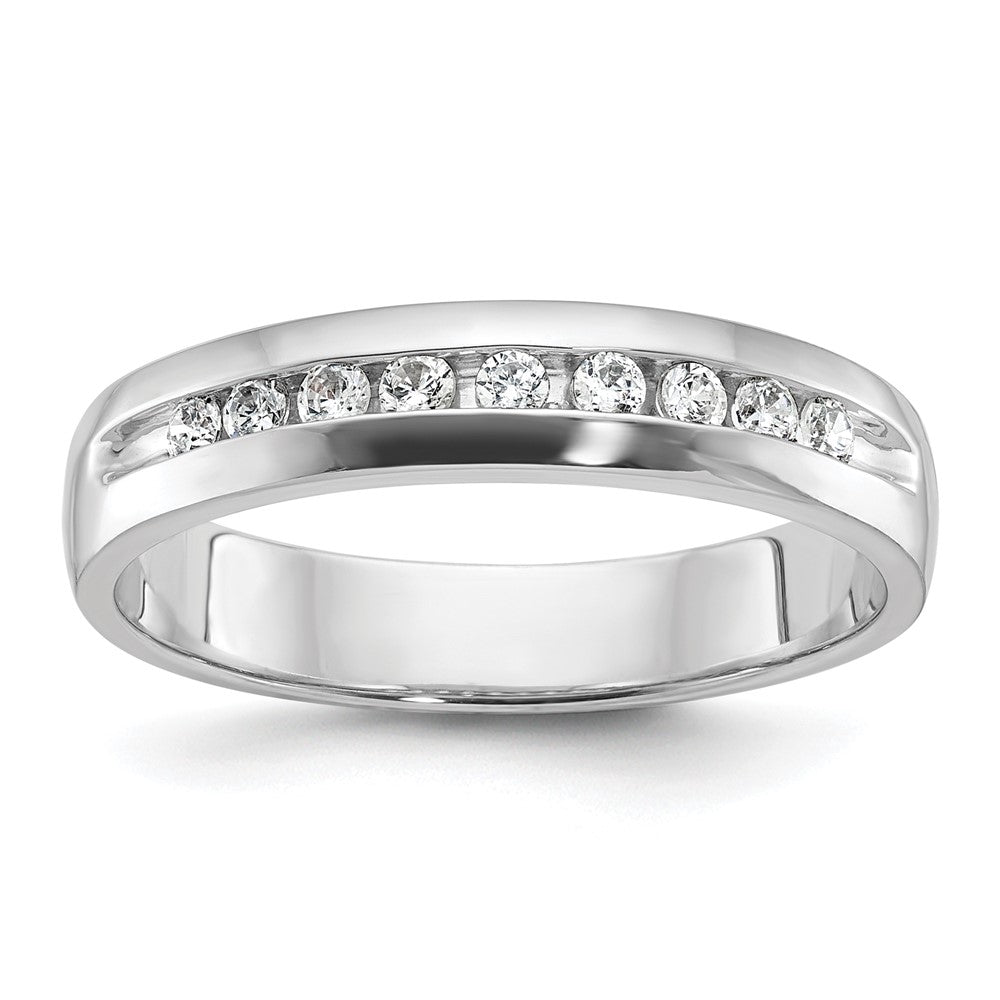 14k White Gold IBGoodman Men's Polished 9-Stone Ring Mounting