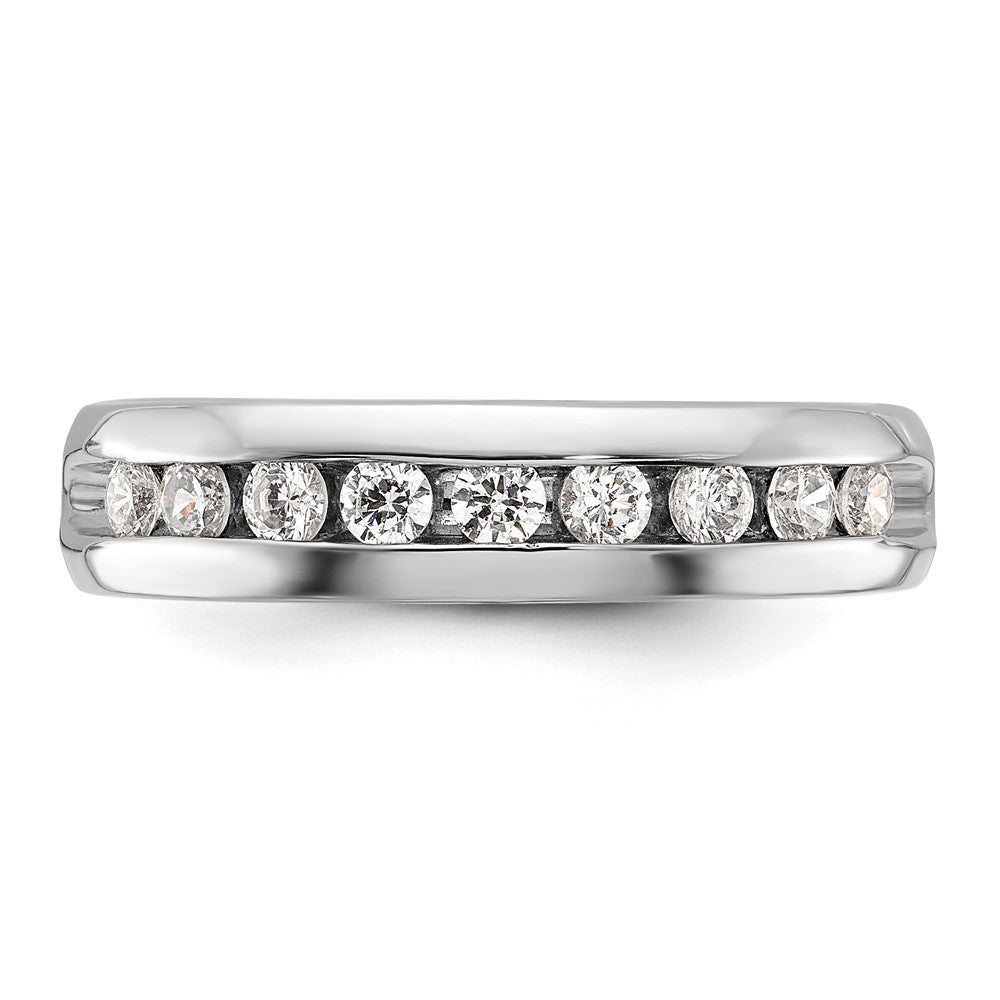 14k White Gold IBGoodman Men's Polished 9-Stone Ring Mounting