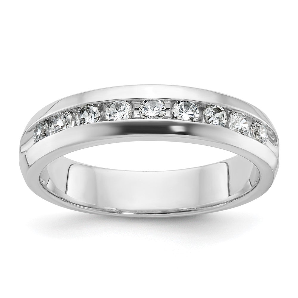 14k White Gold IBGoodman Men's Polished 9-Stone Ring Mounting