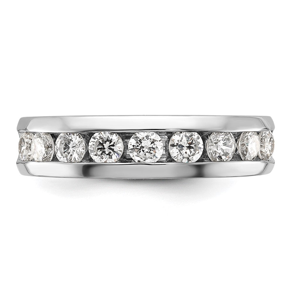 14k White Gold IBGoodman Men's Polished 9-Stone Ring Mounting