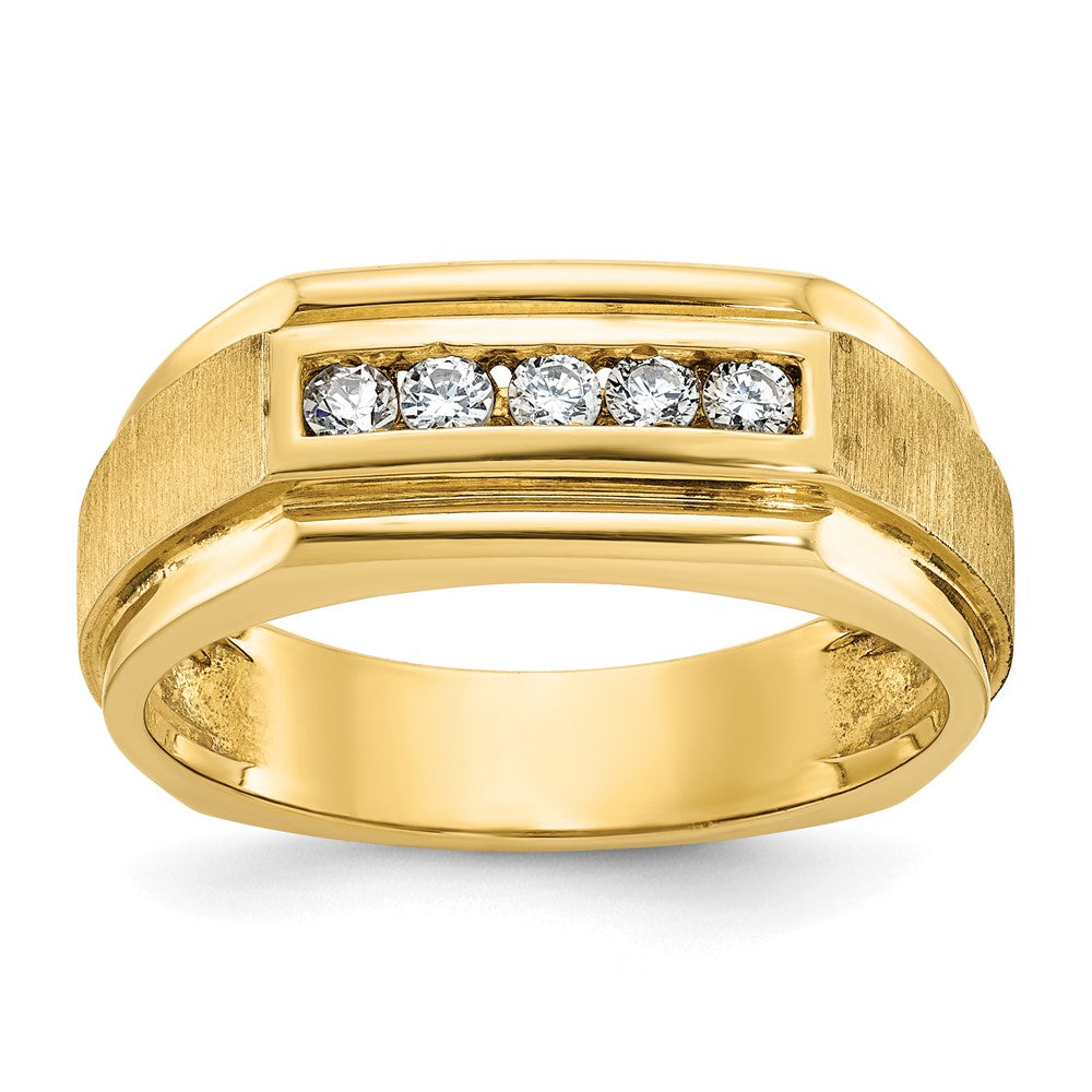 IBGoodman 14k Men's Polished and Satin 5-Stone Ring Mounting