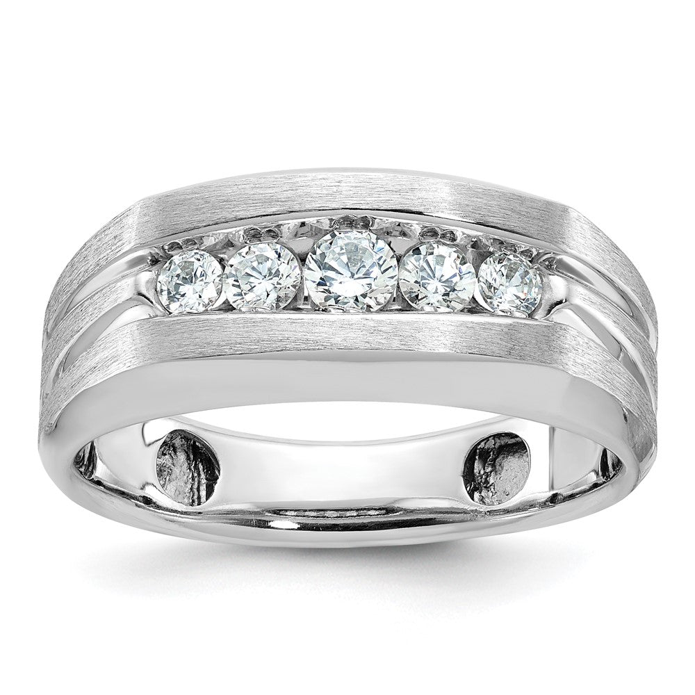 IBGoodman 14k White Gold Men's Polished and Brushed 5-Stone Ring Mounting