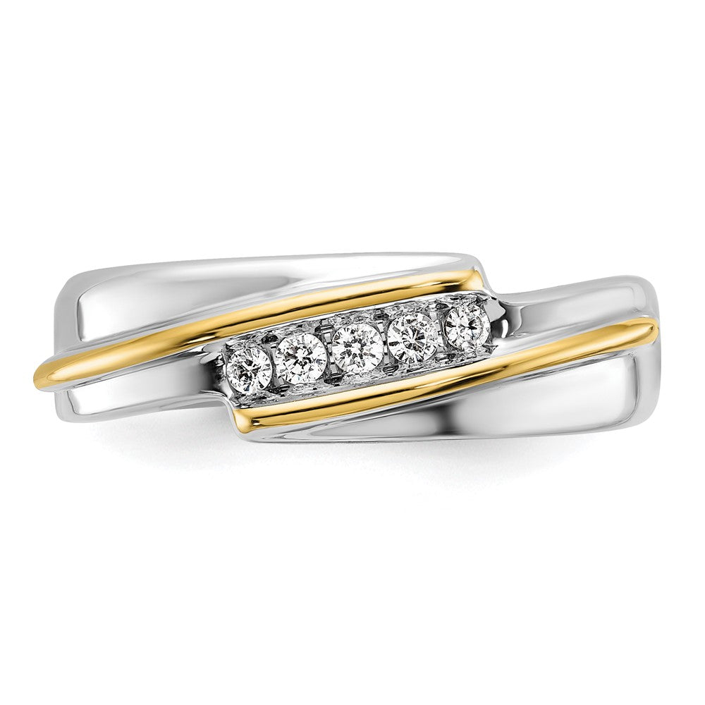 14k Two-tone IBGoodman Men's Polished 5-Stone Ring Mounting
