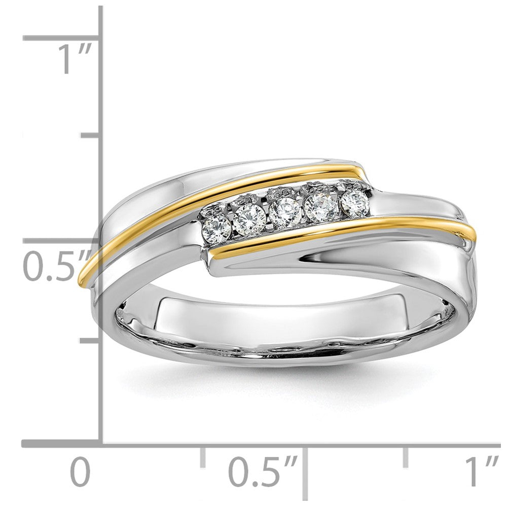 14k Two-tone IBGoodman Men's Polished 5-Stone Ring Mounting