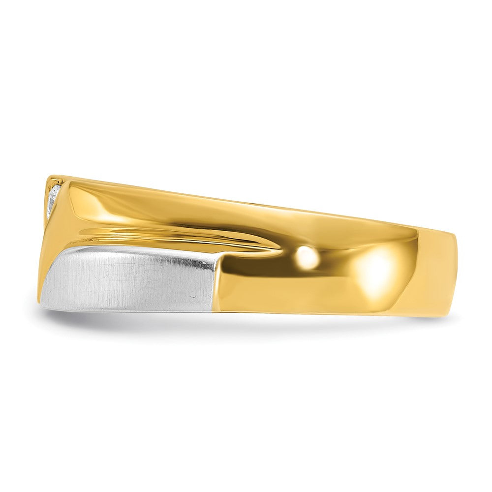 14ktt IBGoodman Men's Polished Satin Grooved 3-Stone Ring Mounting