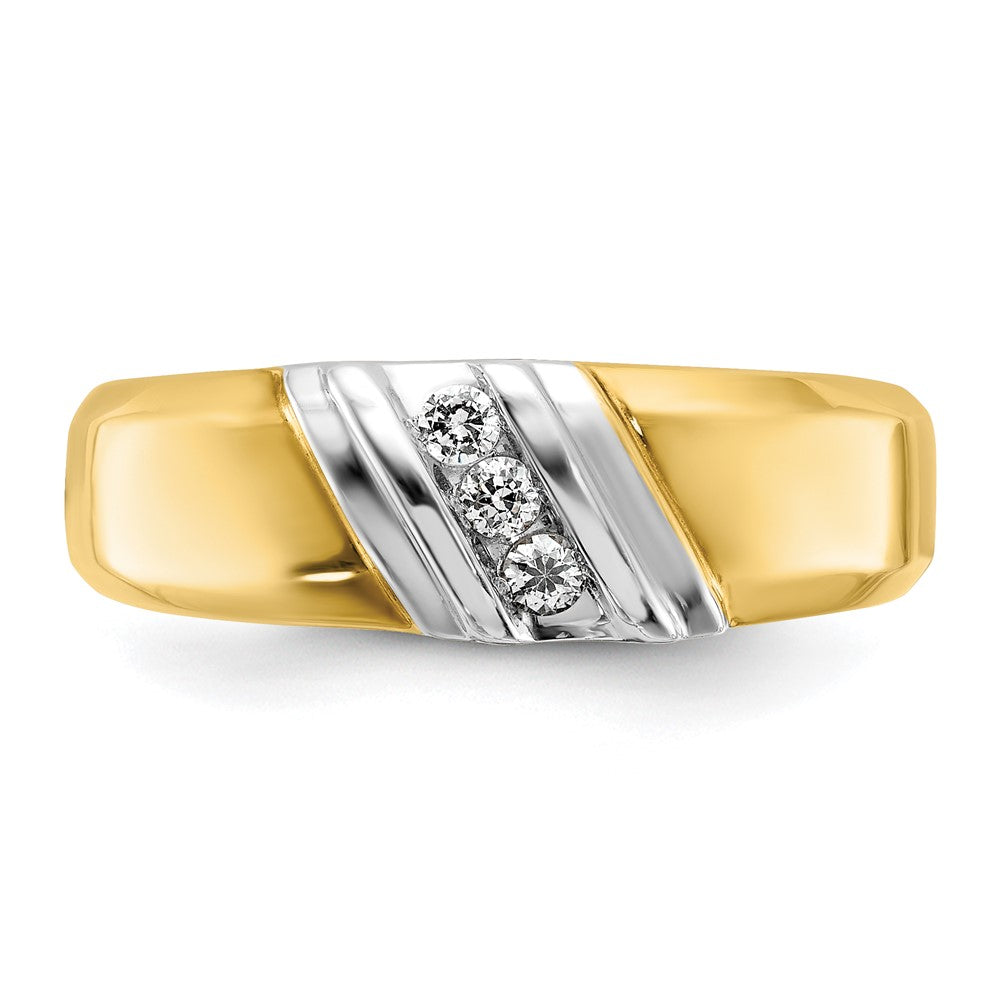 IBGoodman 14k Two-tone Men's Polished 3-Stone 1/6 Carat Lab Grown Diamond Ring