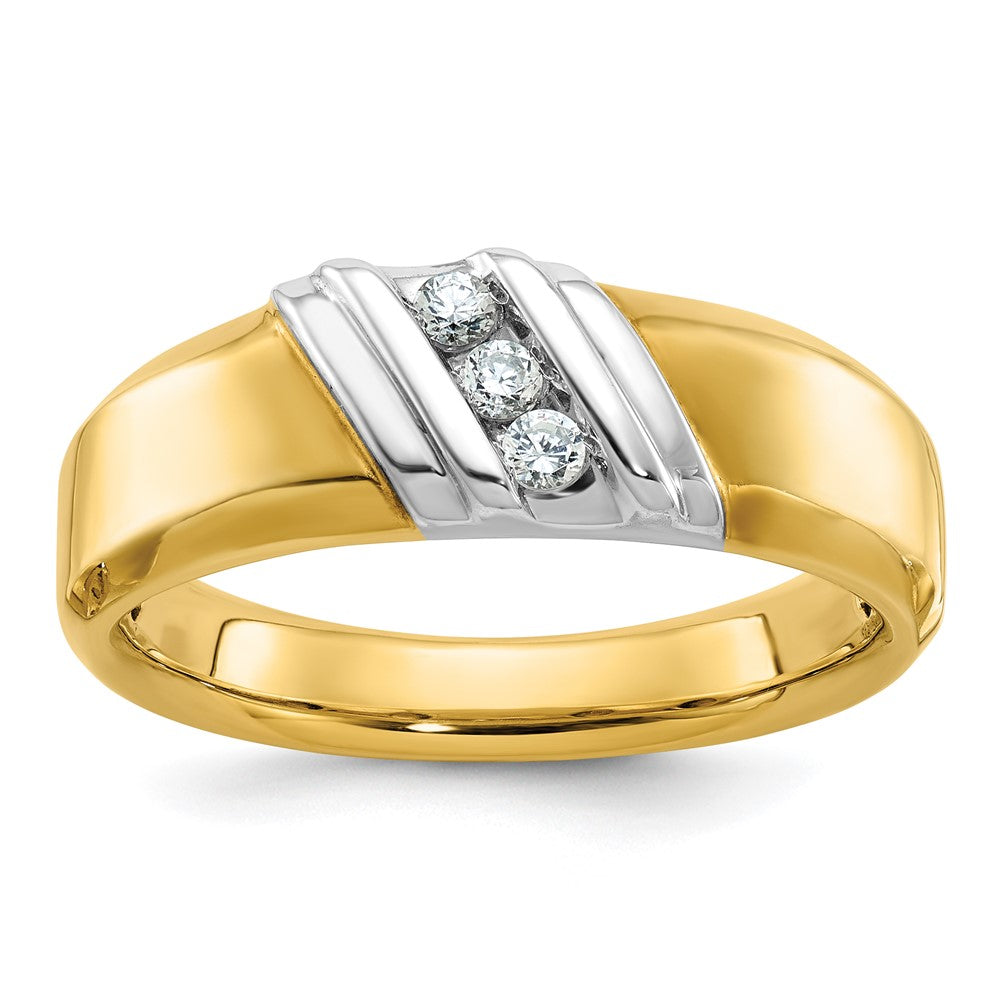14k Two-tone IBGoodman Men's Polished 3-Stone Ring Mounting