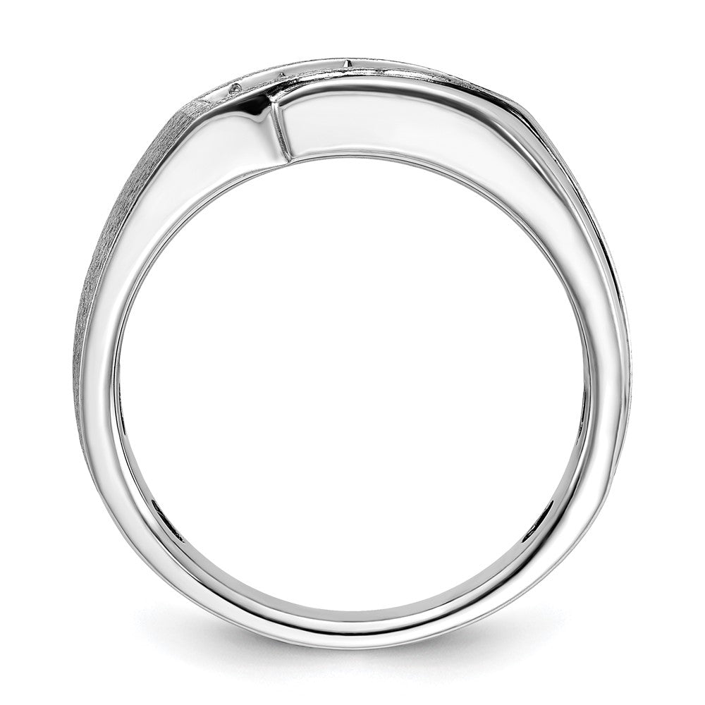 14k White Gold Men's Polished Satin and Grooved Ring Mounting