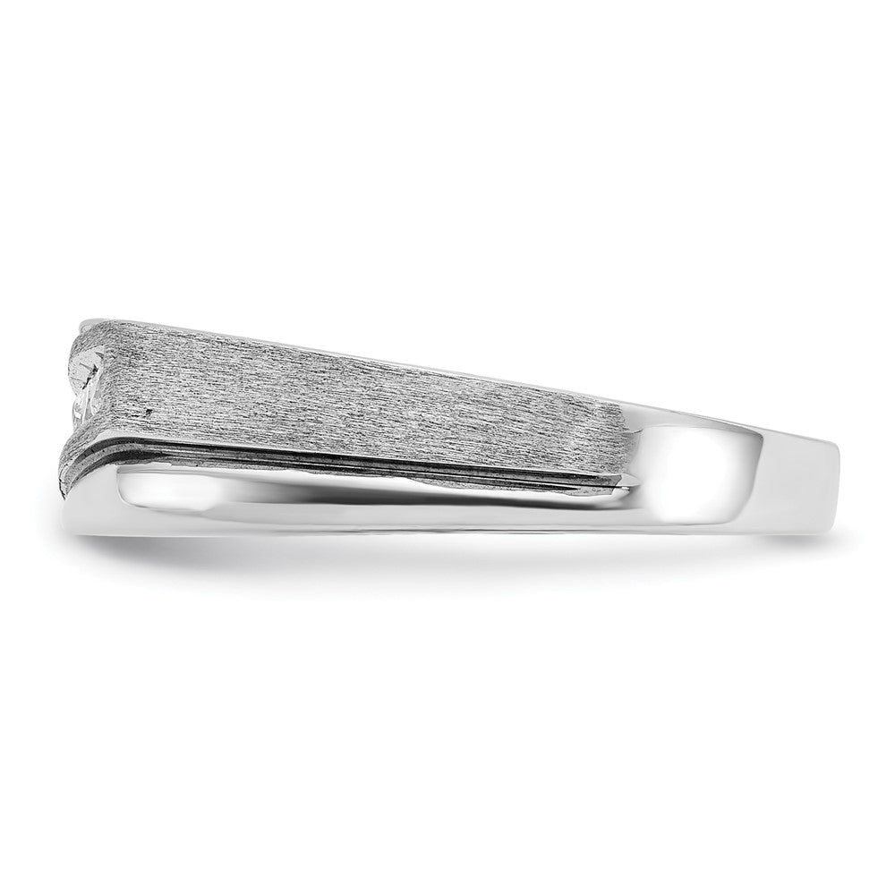 14k White Gold Men's Polished Satin and Grooved Ring Mounting