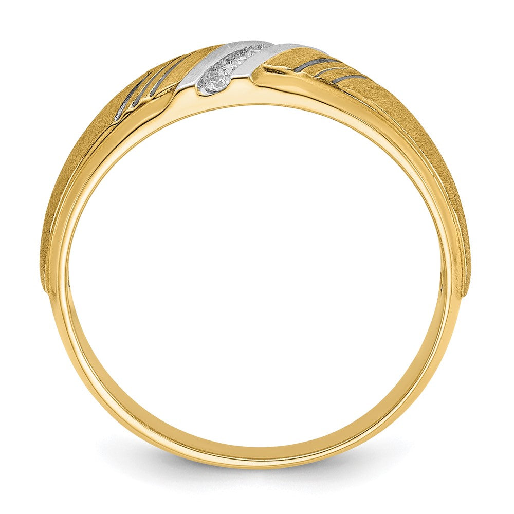 14k IBGoodman Men's Polished Grooved and Satin Ring Mounting
