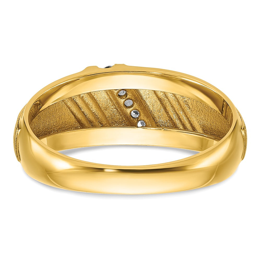 IBGoodman 14k with Black and White Rhodium Men's Polished and Satin 1/20 Carat Lab Grown Diamond Ring