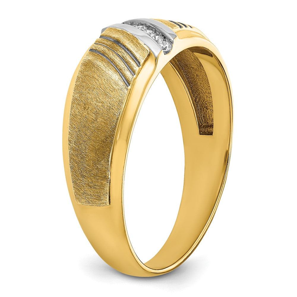 14k IBGoodman Men's Polished Grooved and Satin Ring Mounting