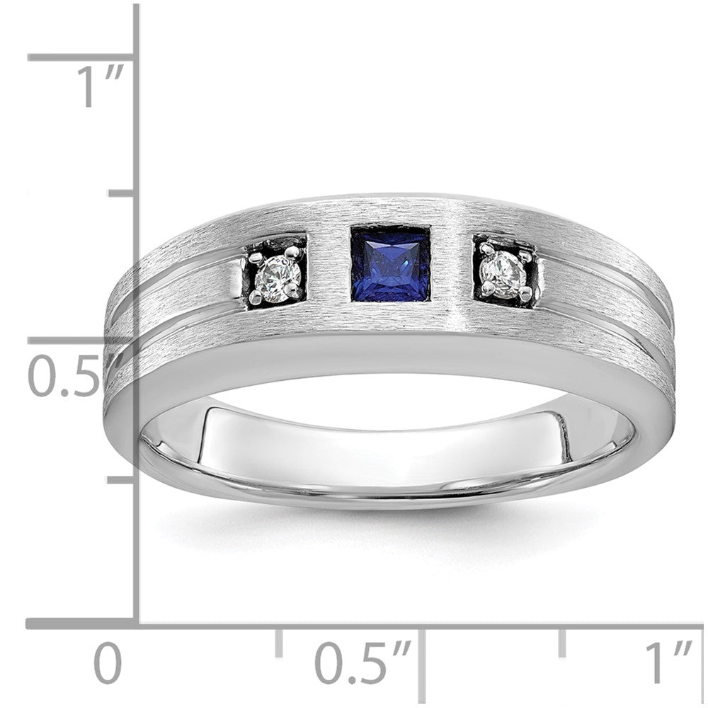 14k White Gold IBGoodman Men's Satin Lab Created Sapphire Diamond Ring Mounting