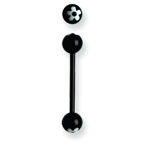 Acrylic 14G 5/8 In. Lg Daisy Design In Black W/White Barbell