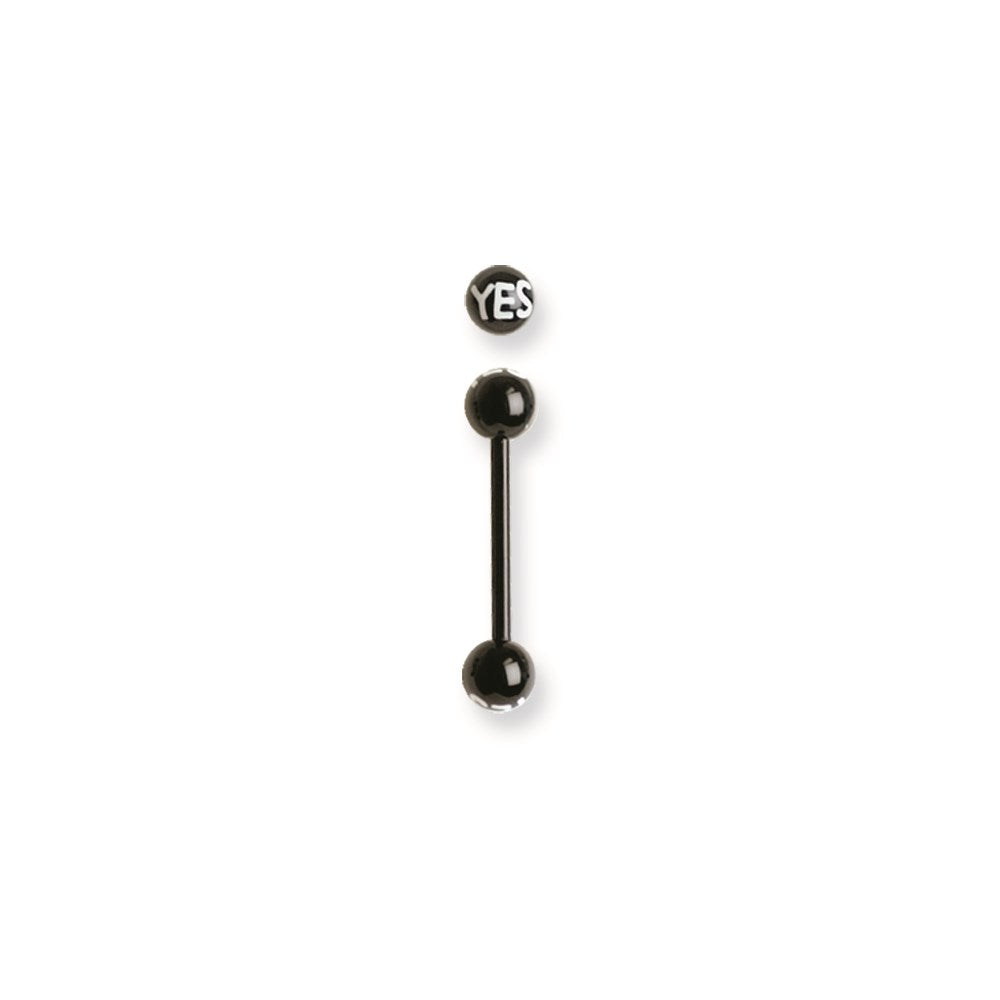 Acrylic 14G 5/8 in. Lg Yes Design White on Black Barbell
