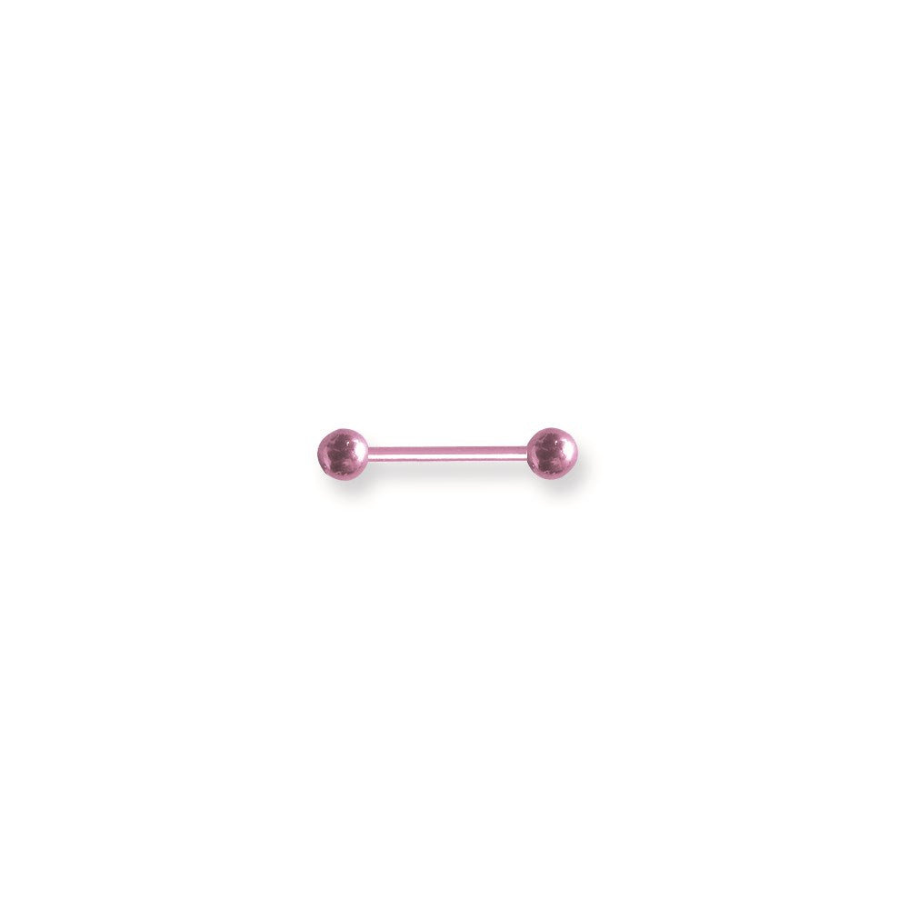 Solid Titanium BB 14G (1.6mm) 5/8 (15mm) Long w 5mm Titanium Balls Pink